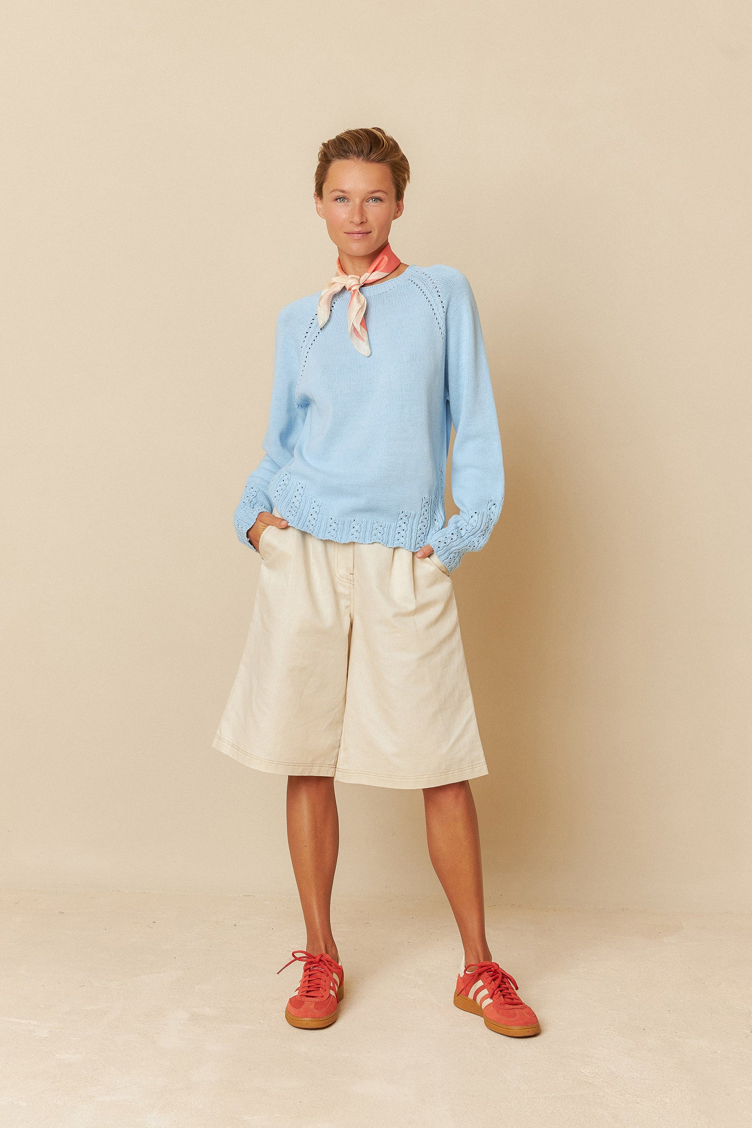 Shrunken Knit Cotton Sweater