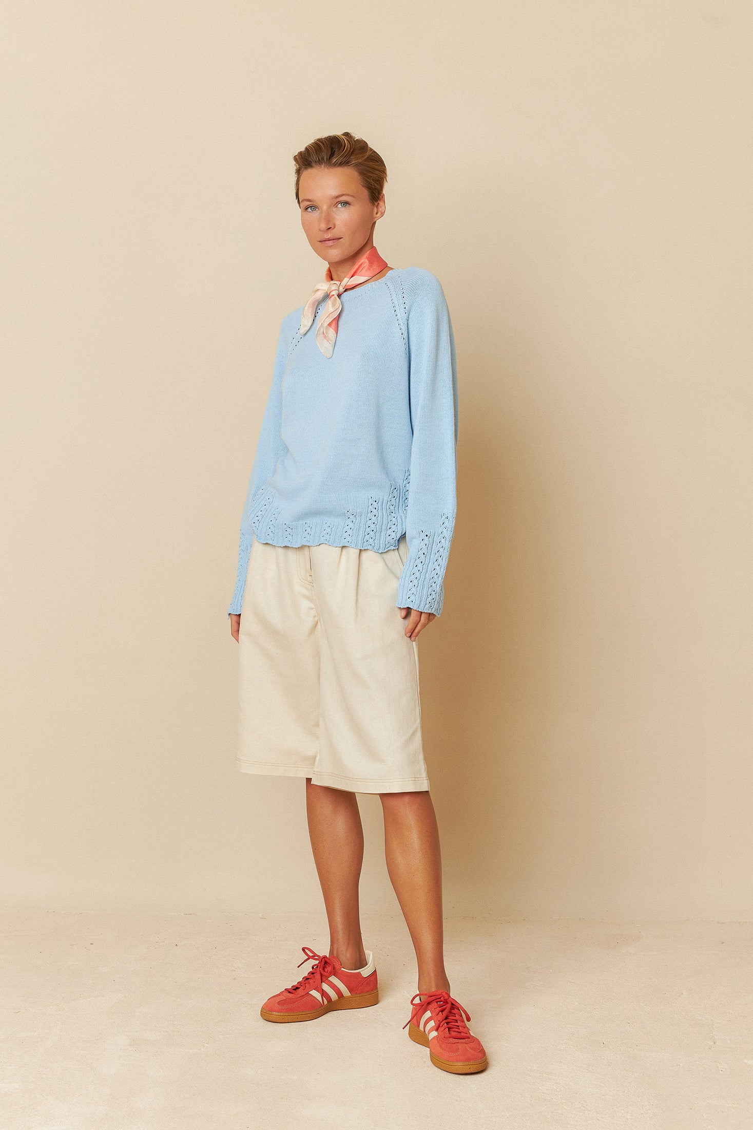 Shrunken Knit Cotton Sweater