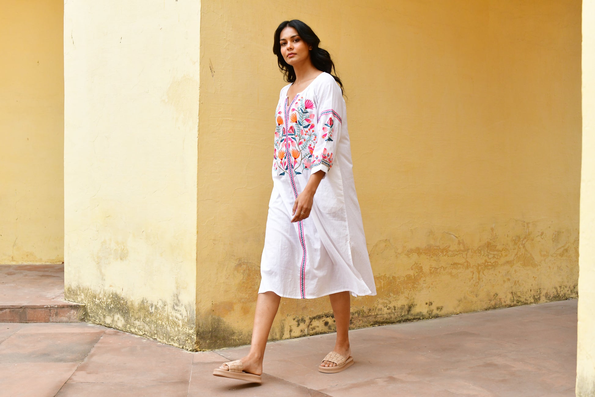 Hummingbird Embroidered Kaftan