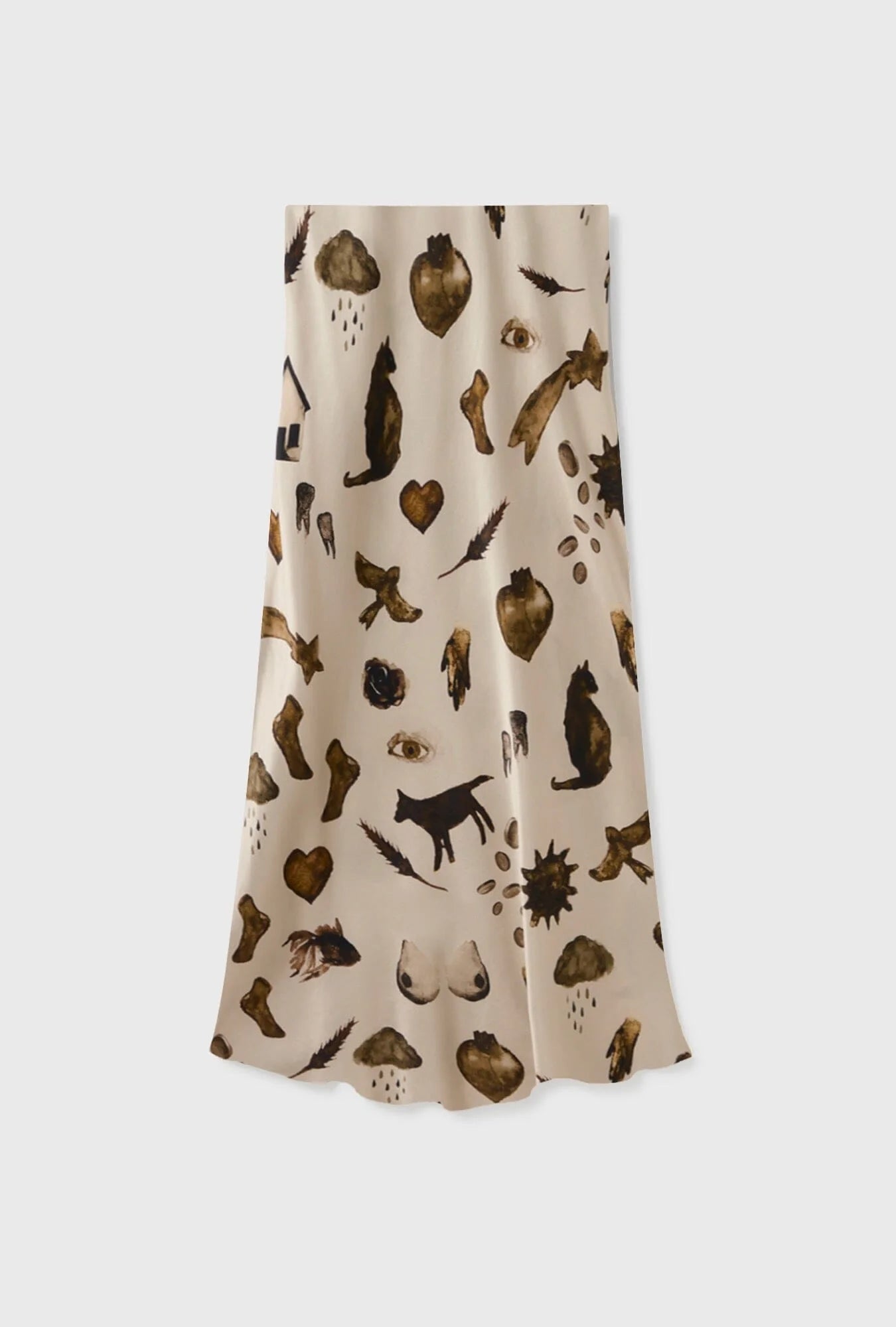 Long Bias Cut Skirt - Miracles Hazelnut