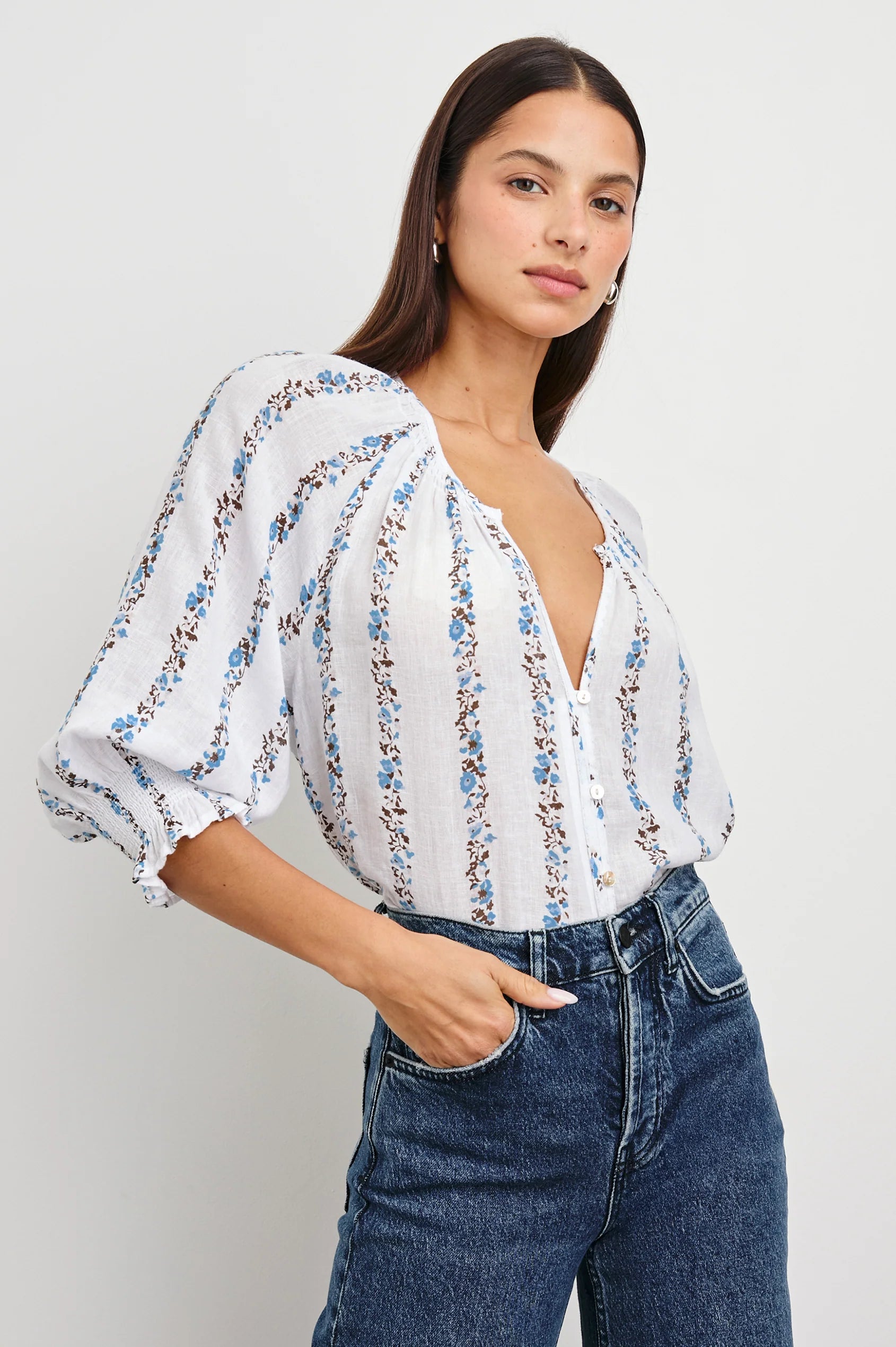 Mariah Blouse - Bluebell Stripe