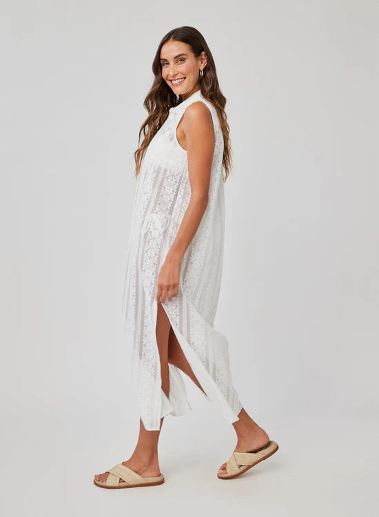 Side Slit Duster Dress - Off White
