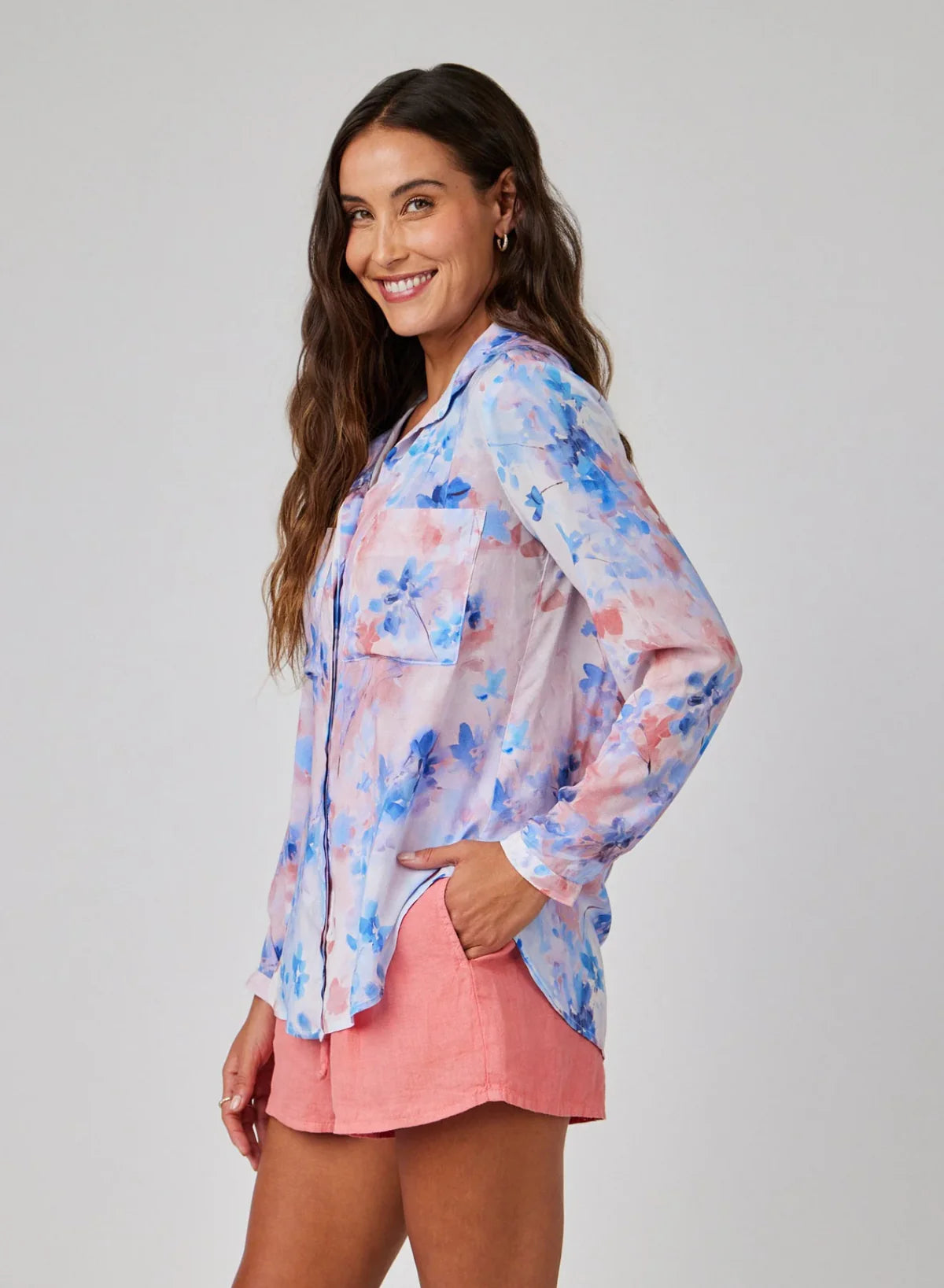 Full Button Down Hipster Shirt - Garden Mist