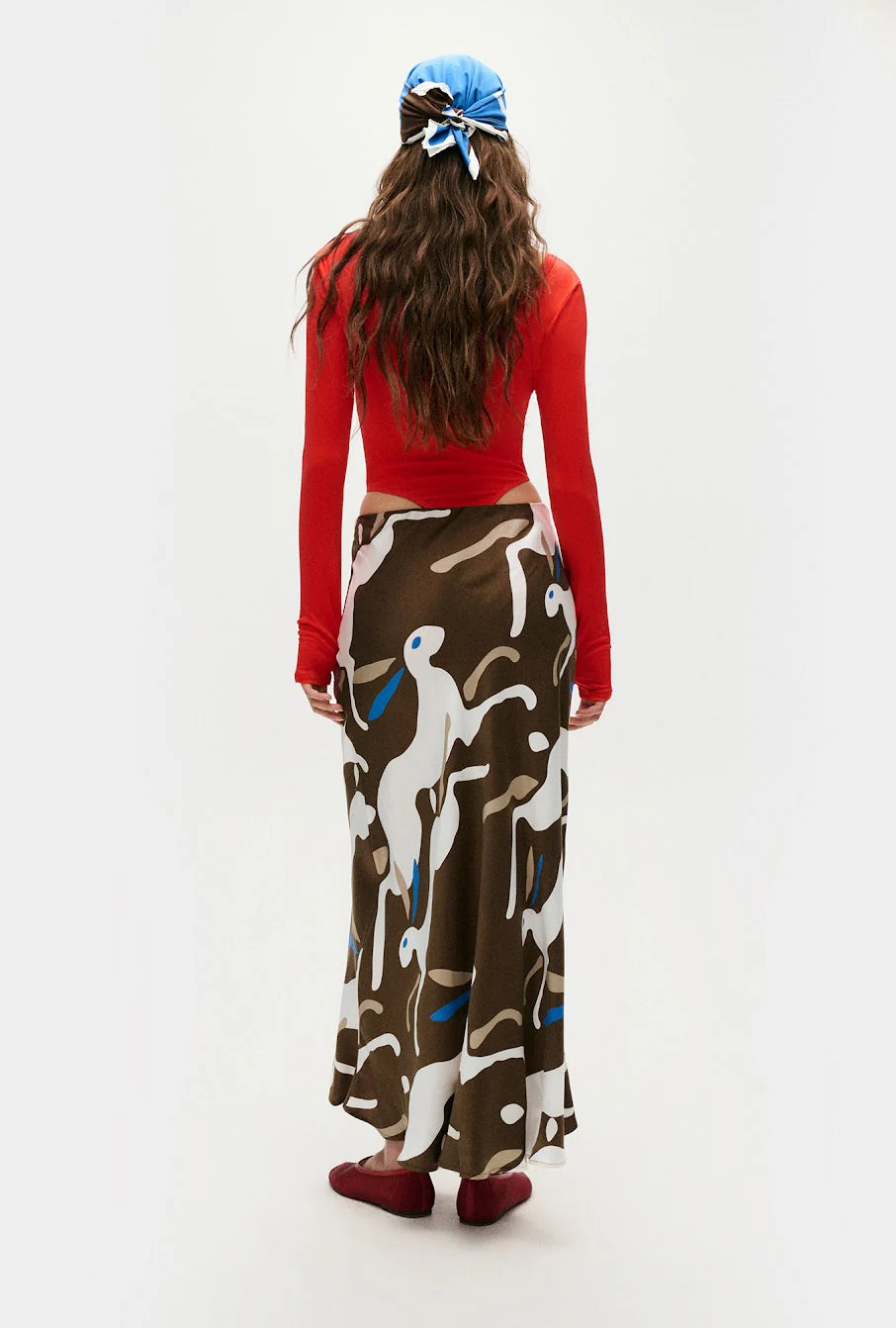 Long Bias Cut Skirt - Rabbit Dark Earth