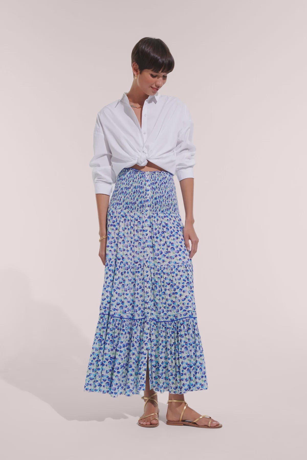 Long Dress Triny - White/Blue Alamy