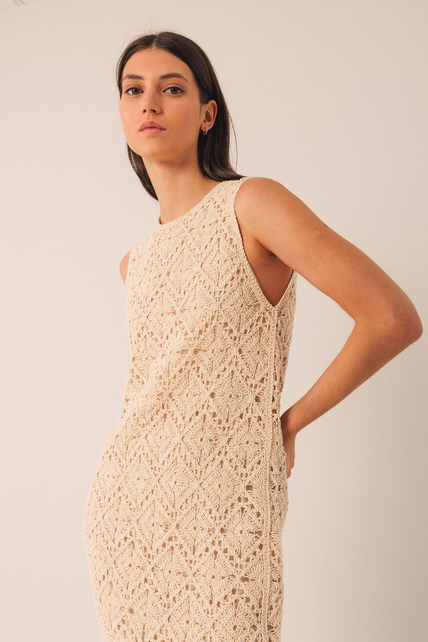 Cotton Crochet Knit Dress
