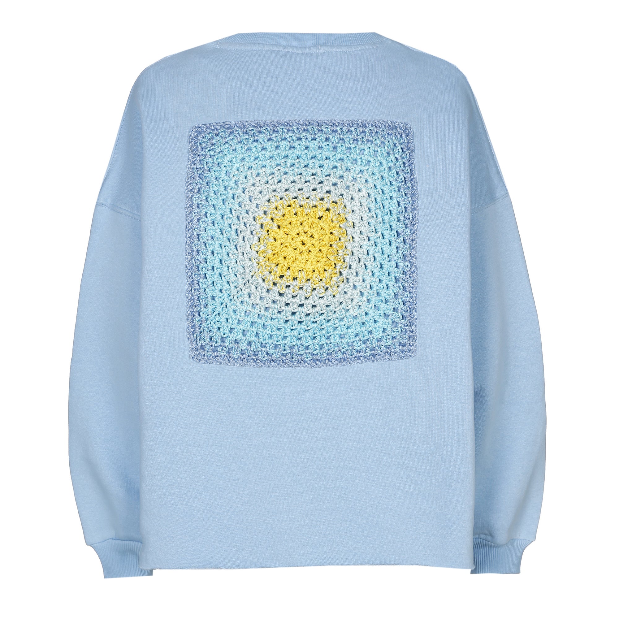 Cotton Sweatshirt with Crochet Patch