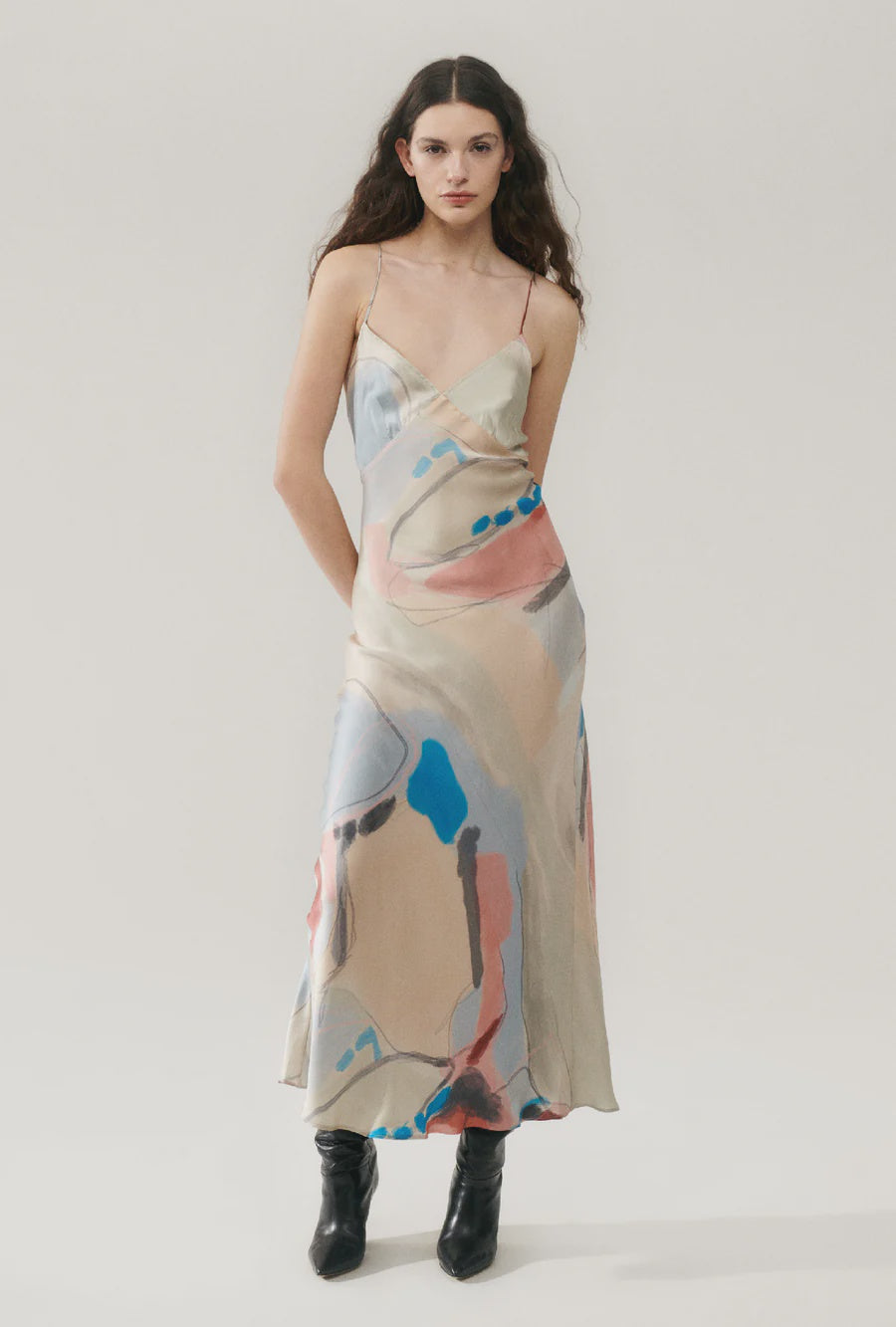 silk laundry deco dress Deco Ruched Dress Hazelnut