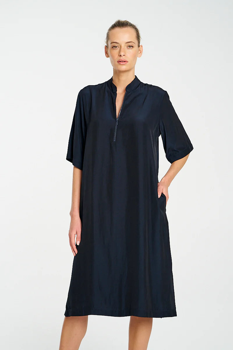 Tab Slide Dress - Navy