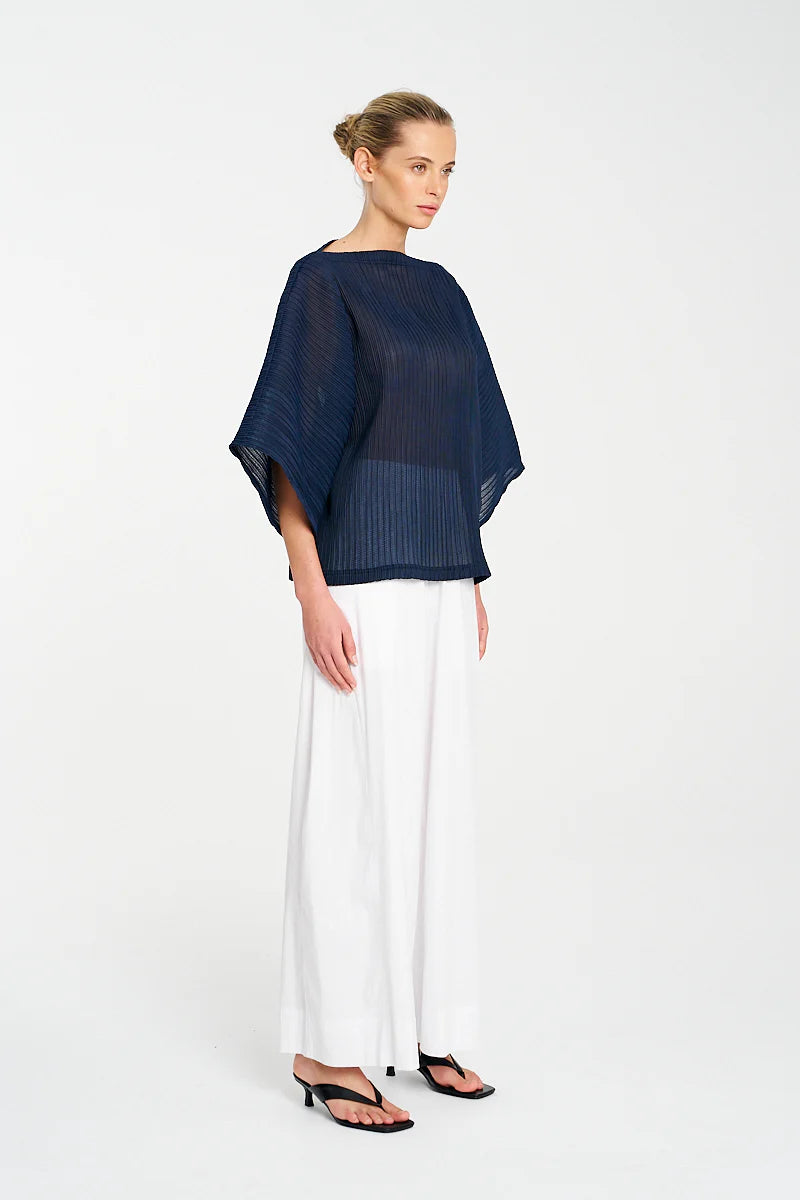 Miso Pleat Shell - Navy