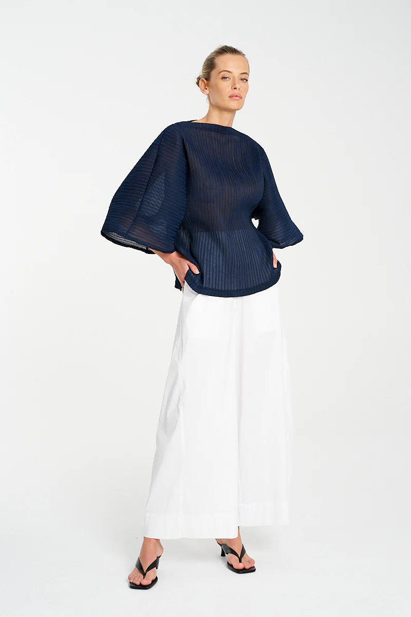 Miso Pleat Shell - Navy