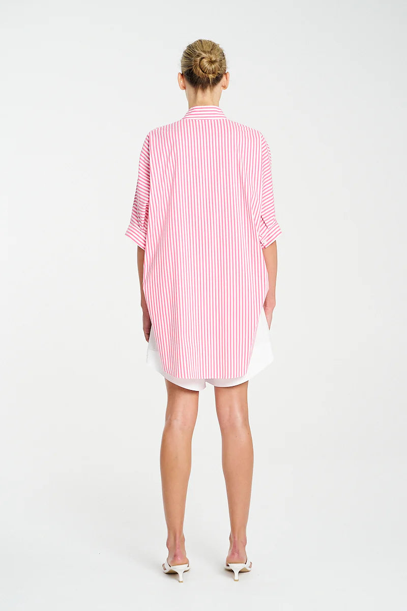 Villa Overshirt - Hot Pink/White