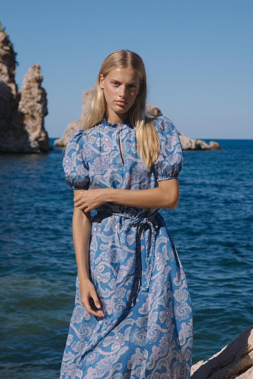 Oceanus Dress - Brocade Indigo
