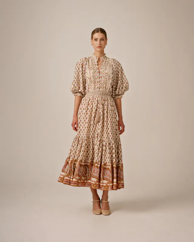 Cotton Slub Midi Dress - Paisley