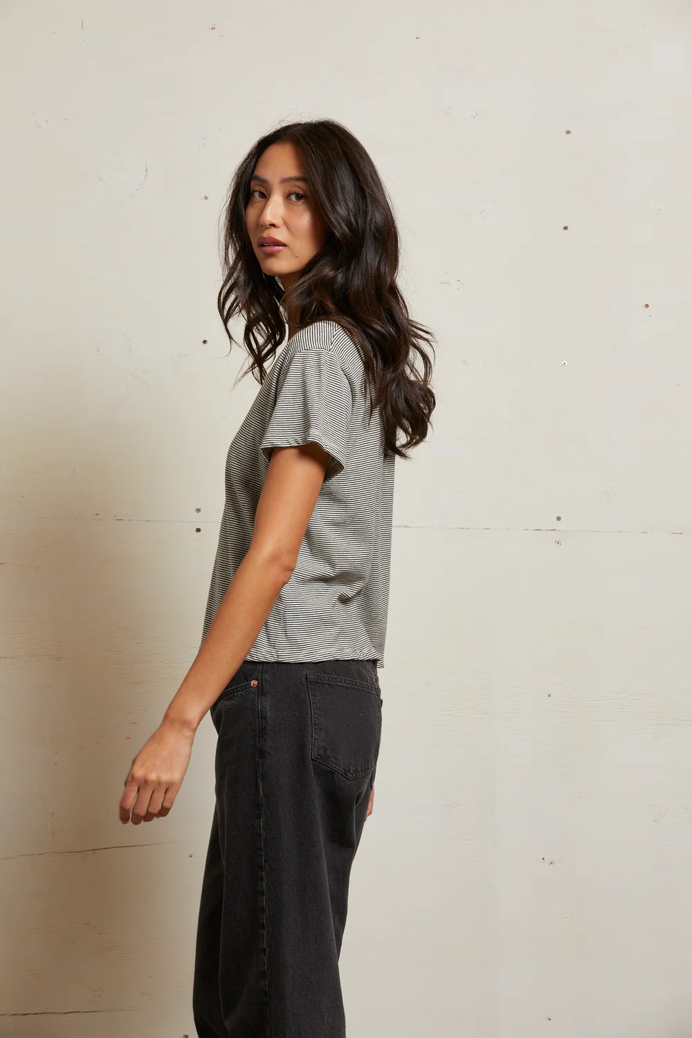 Hendrix Tee - Ivory/Black Stripe