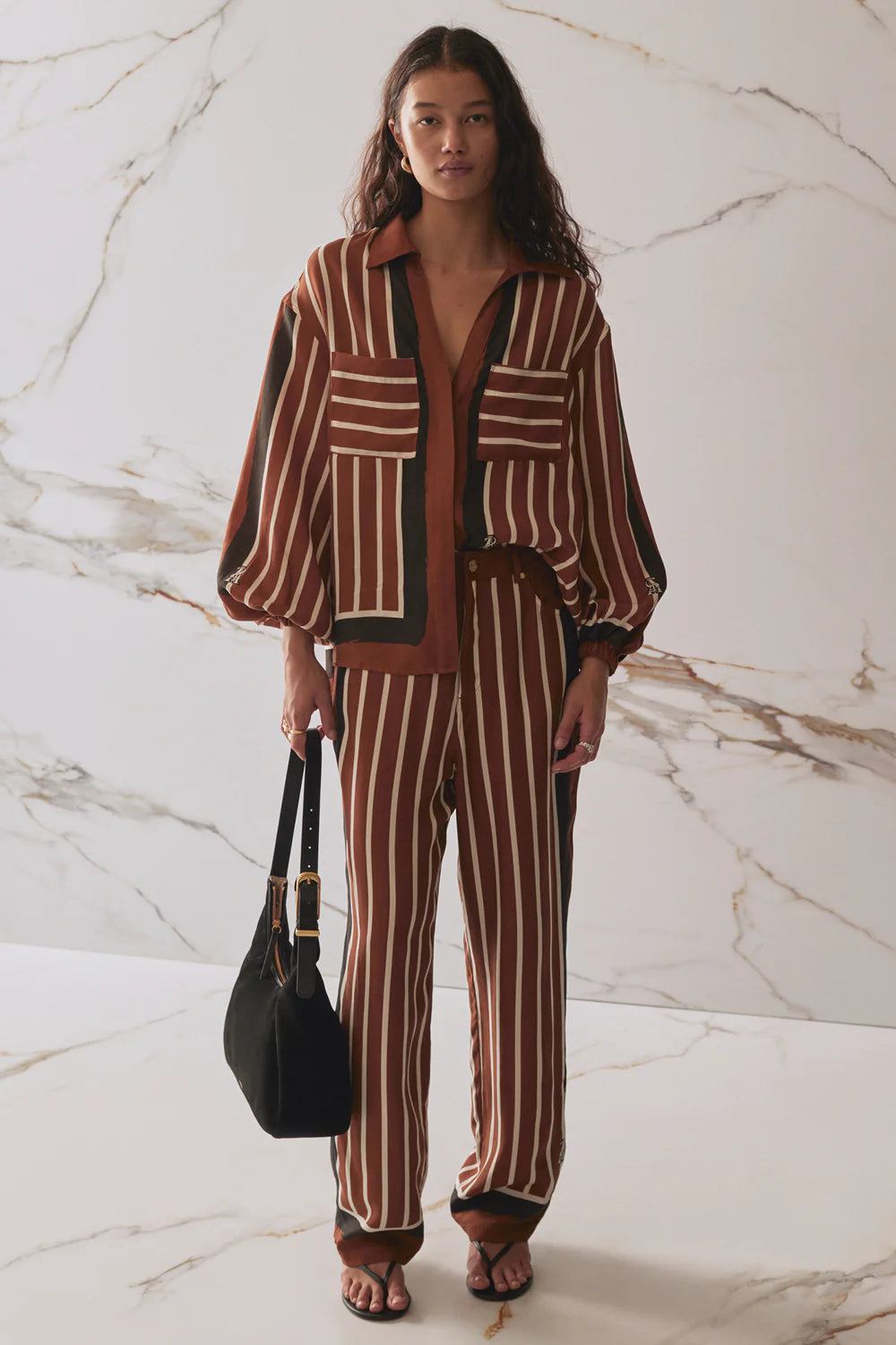 The Faye Shirt - Cherrywood Stripe
