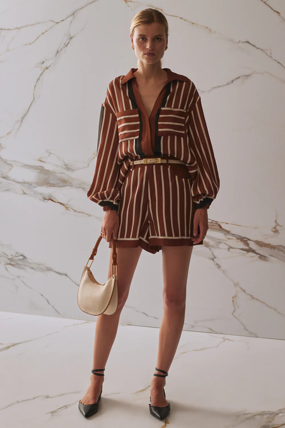 The Faye Shirt - Cherrywood Stripe