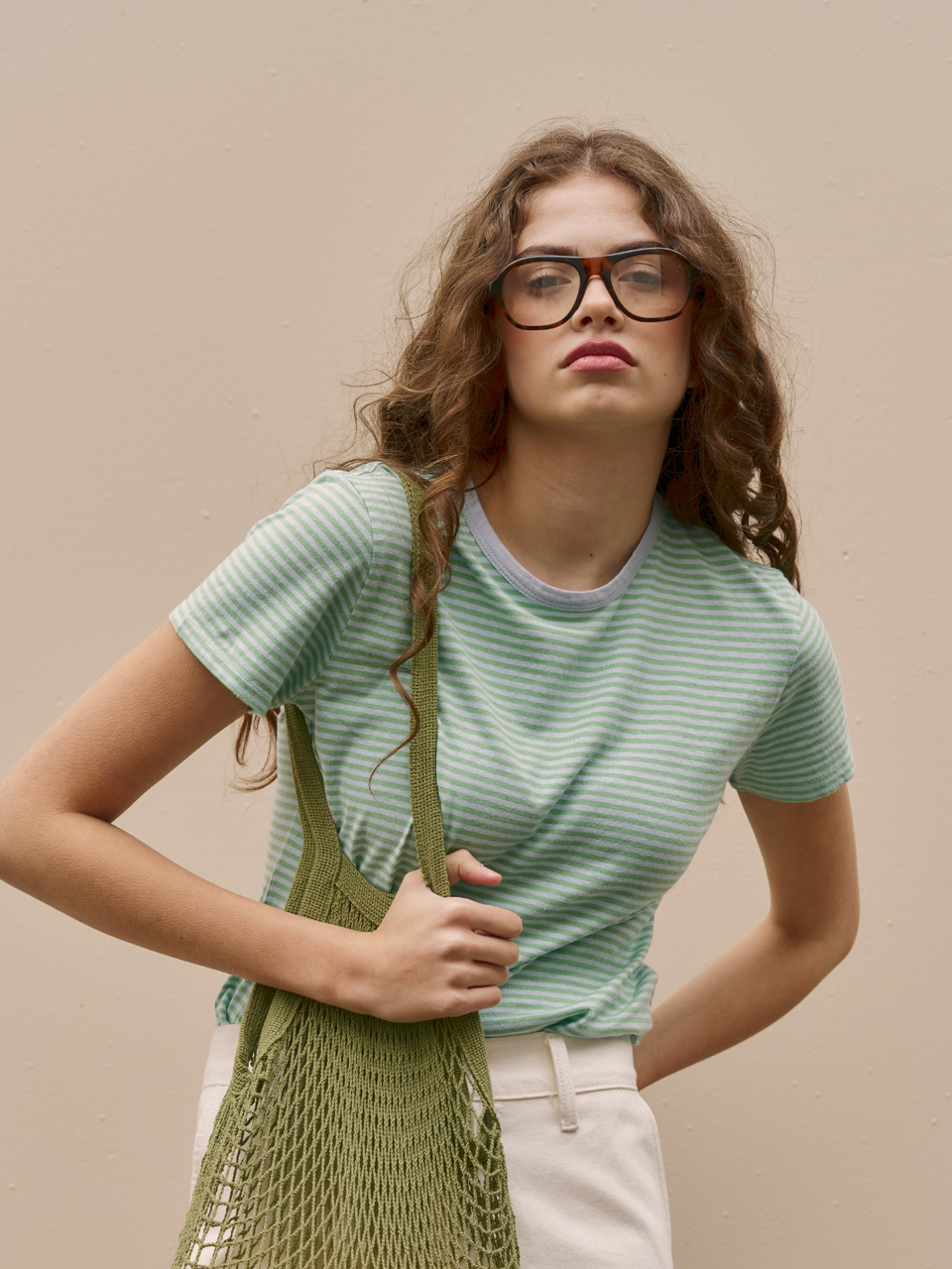 Ivy Tee  Green Blue Stripe