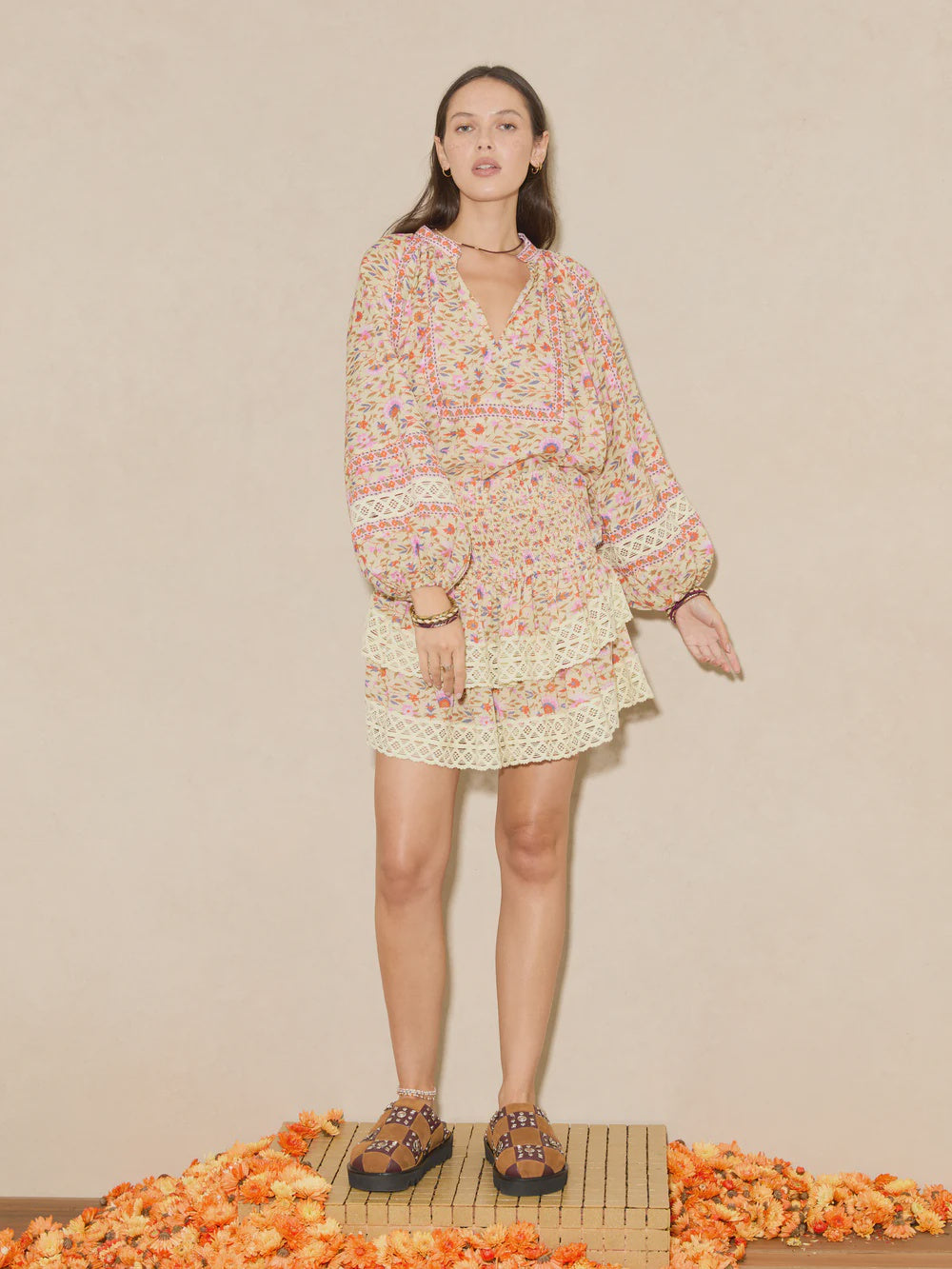 Soraya Shirred Mini Skirt