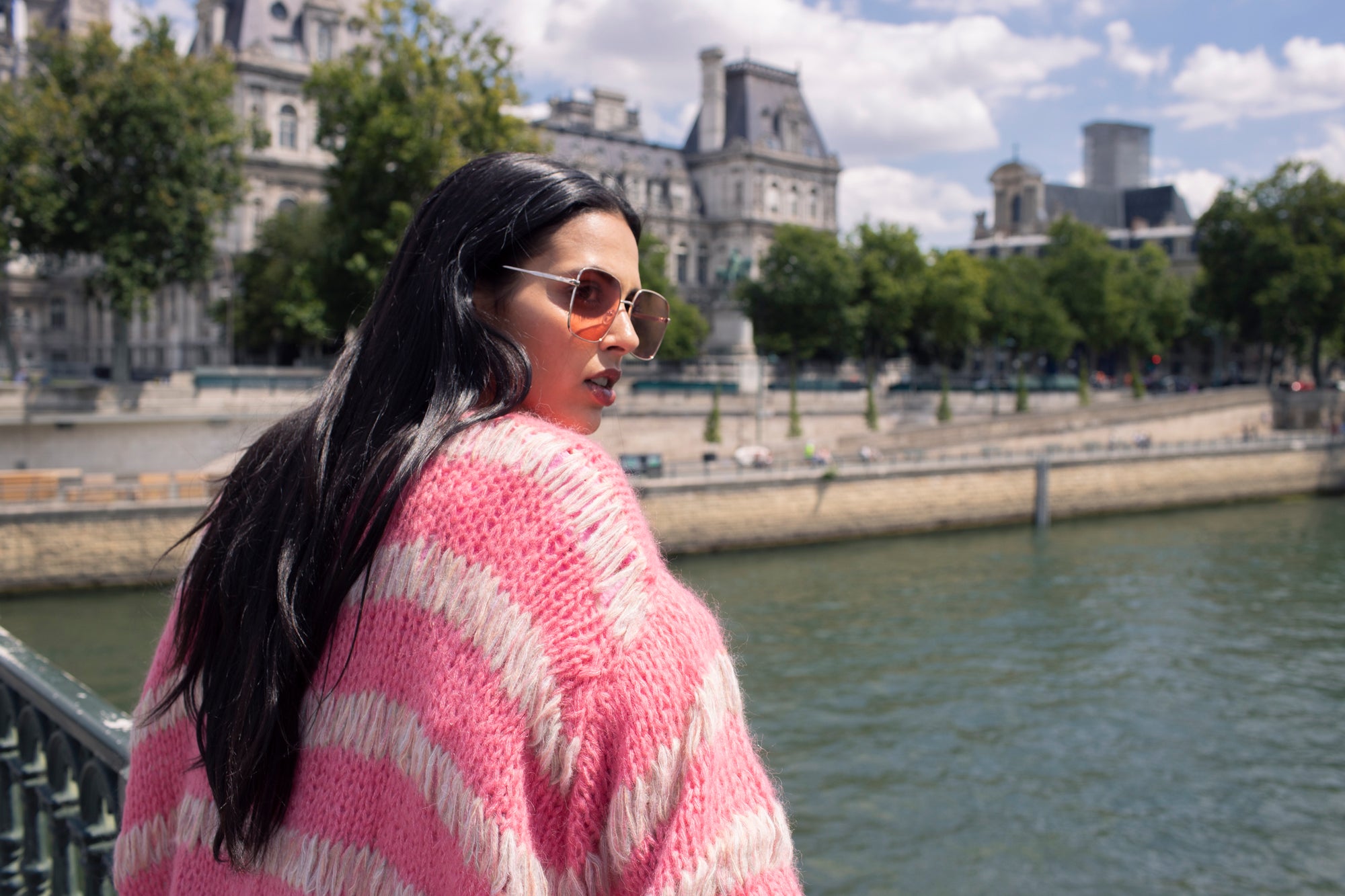 Alpaca Cardi - Candy Pink/Melange Stripe