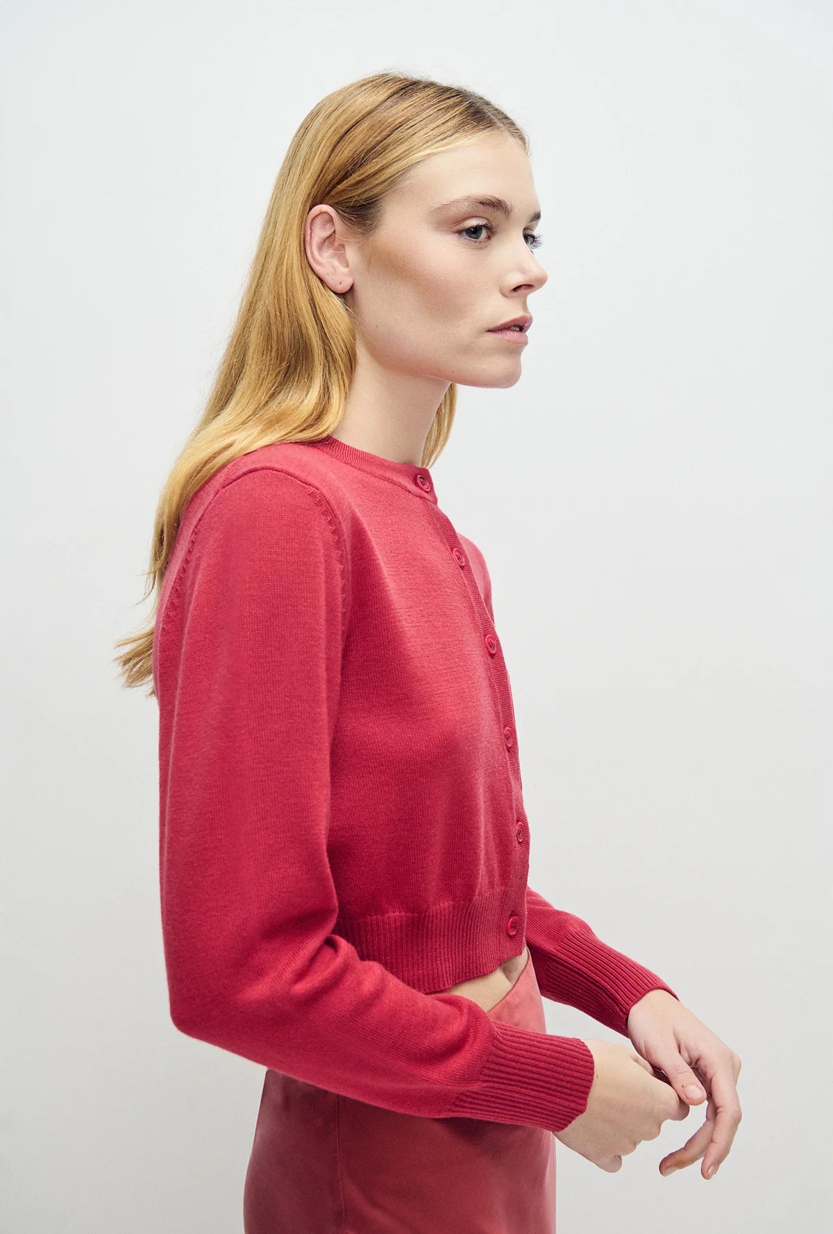 Cropped Cardigan - Blush