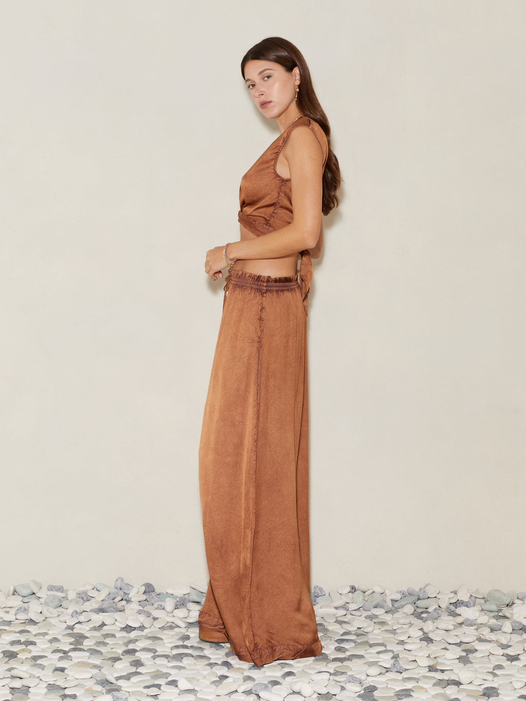 Lustre Wide Leg Pant - Bronze