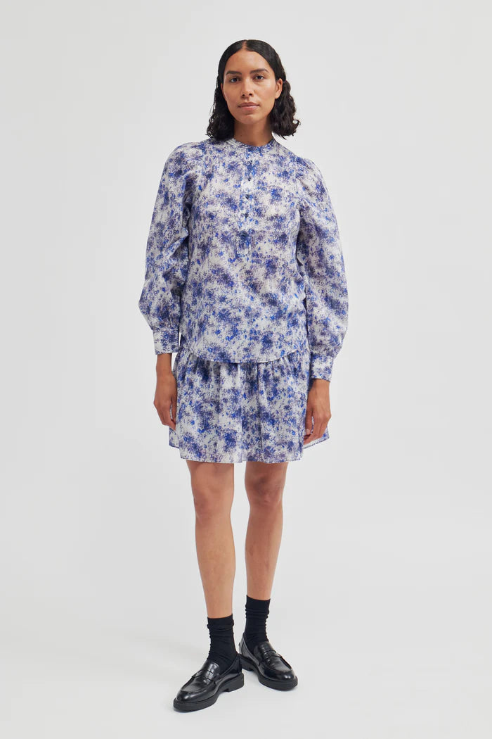 Freesia Blue Print Mini Skirt