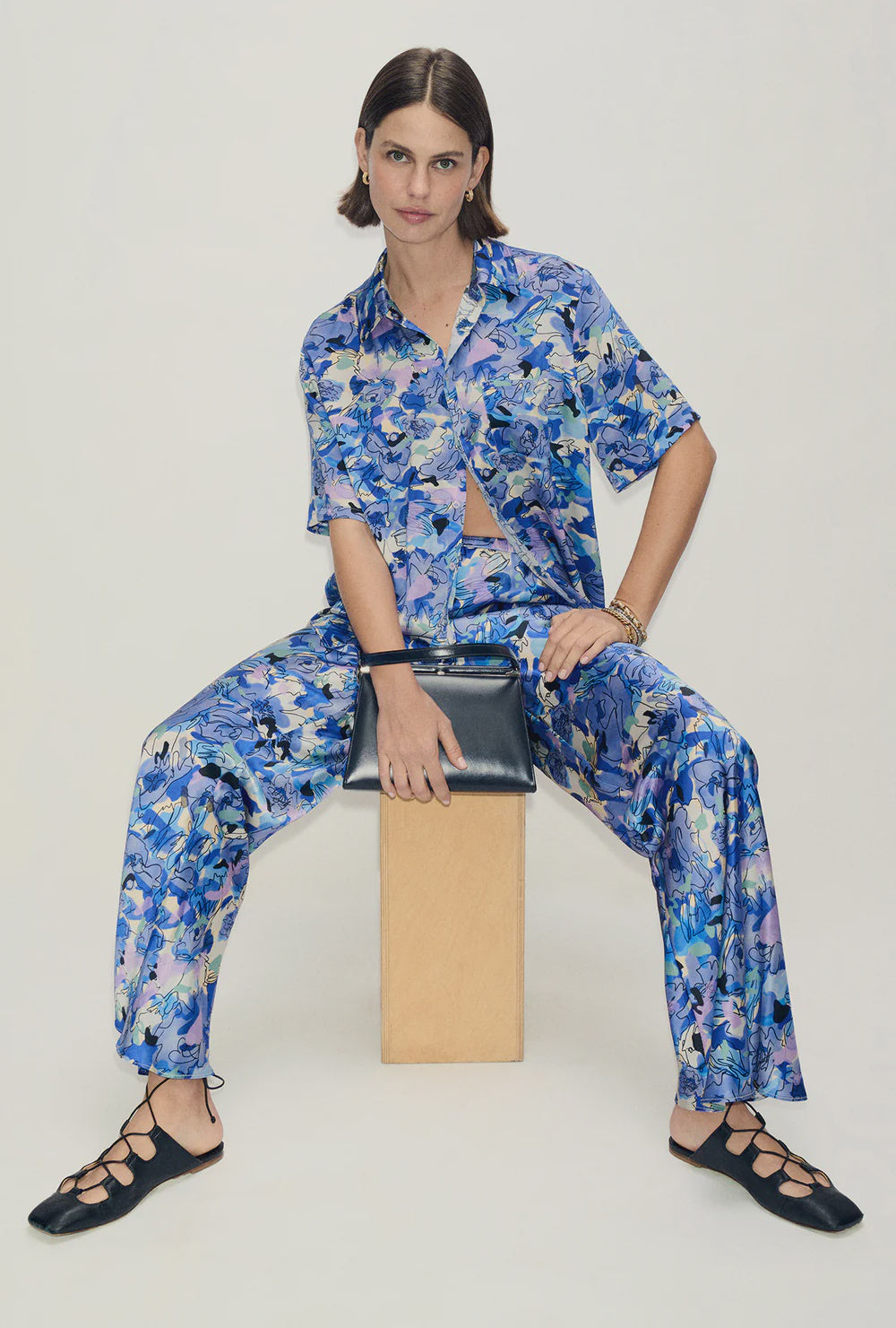 Bias Cut Pants - Cornflower Floral