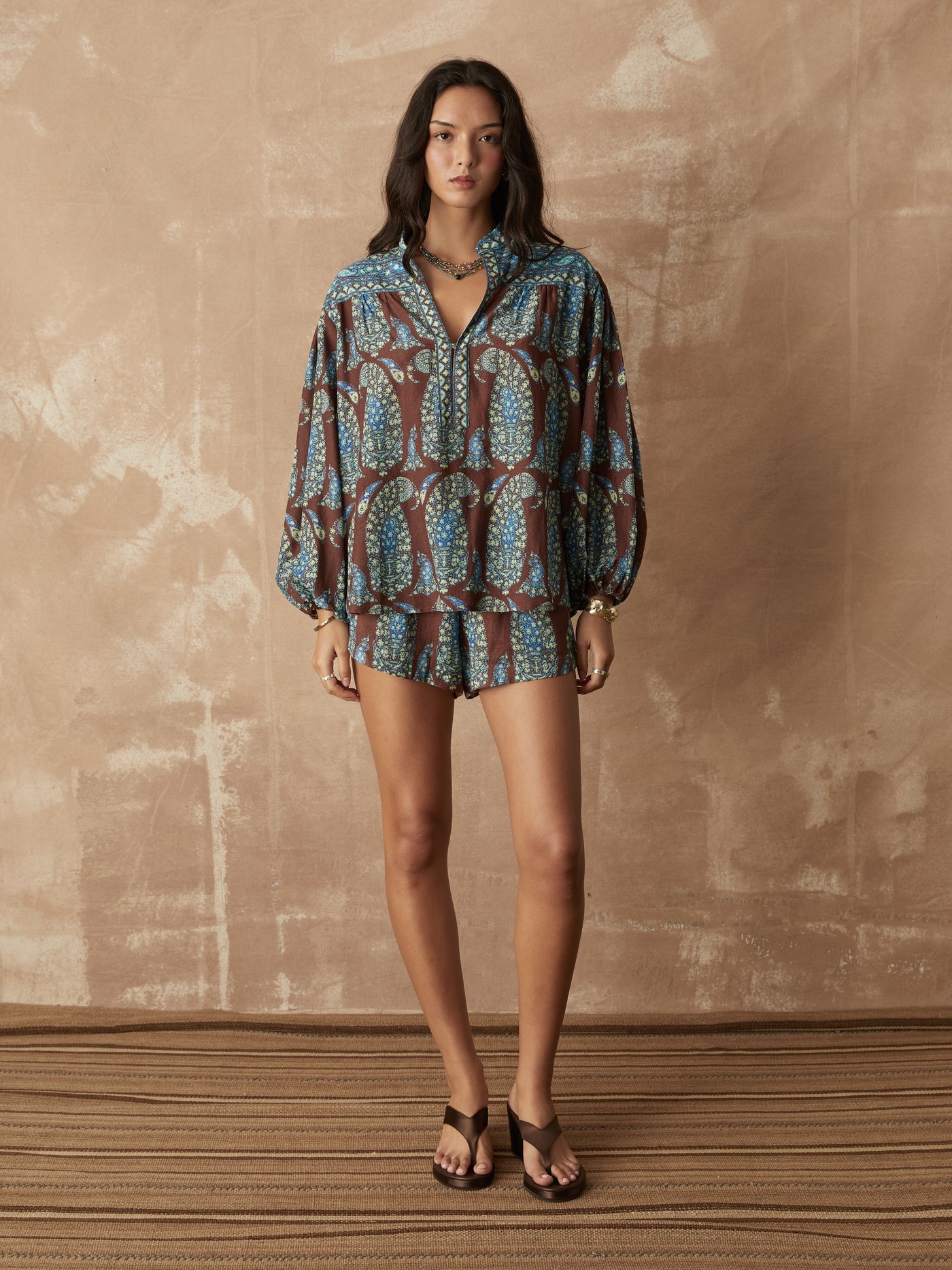 Calico Yoke Smock Blouse