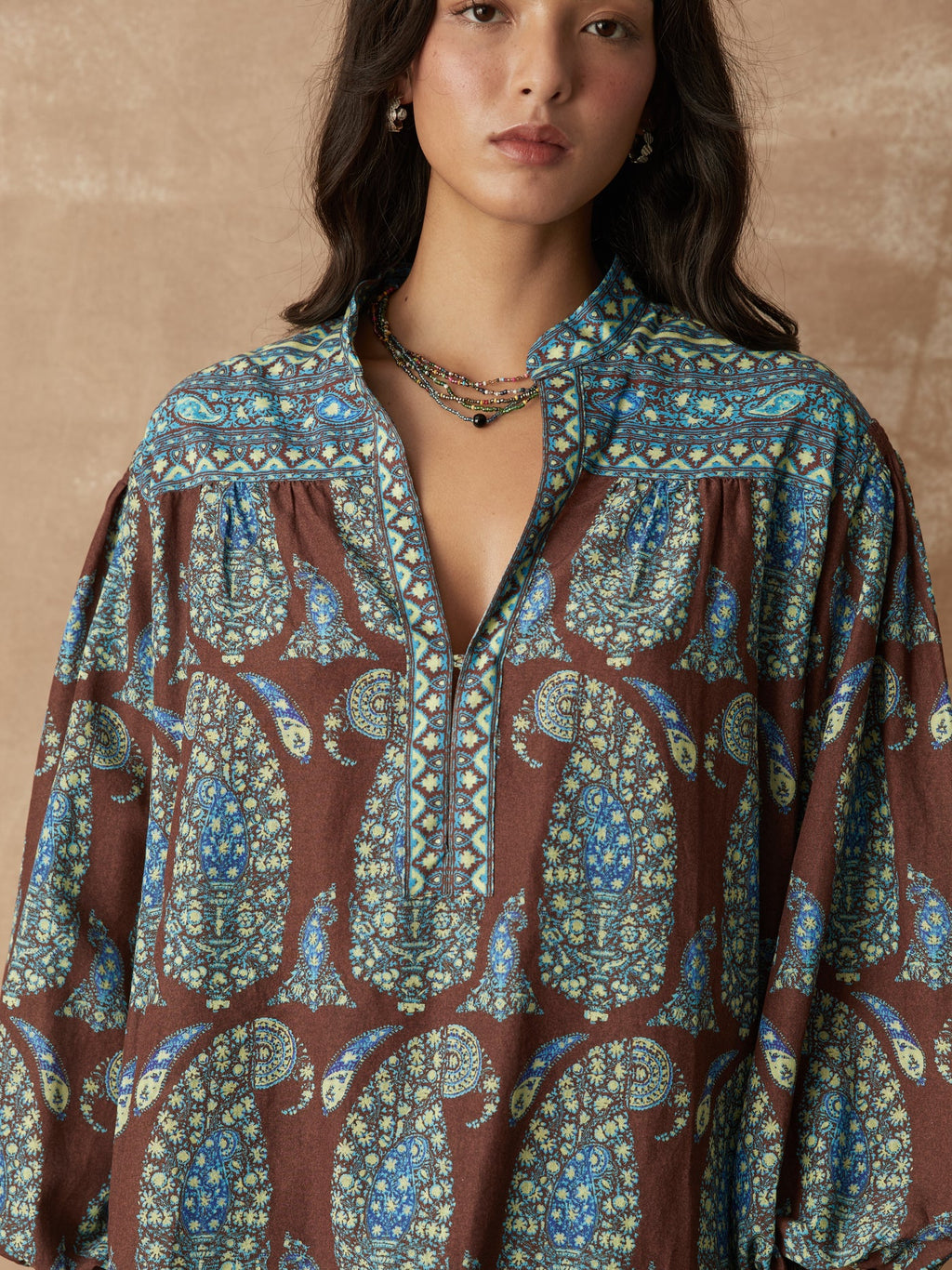 Calico Yoke Smock Blouse