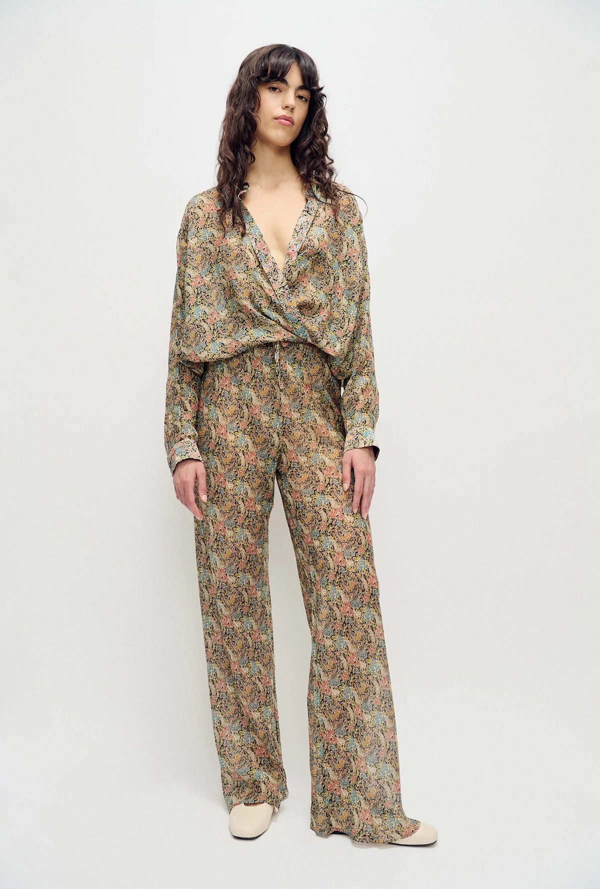 Chiffon Bias Cut Pants - Sugar Floral
