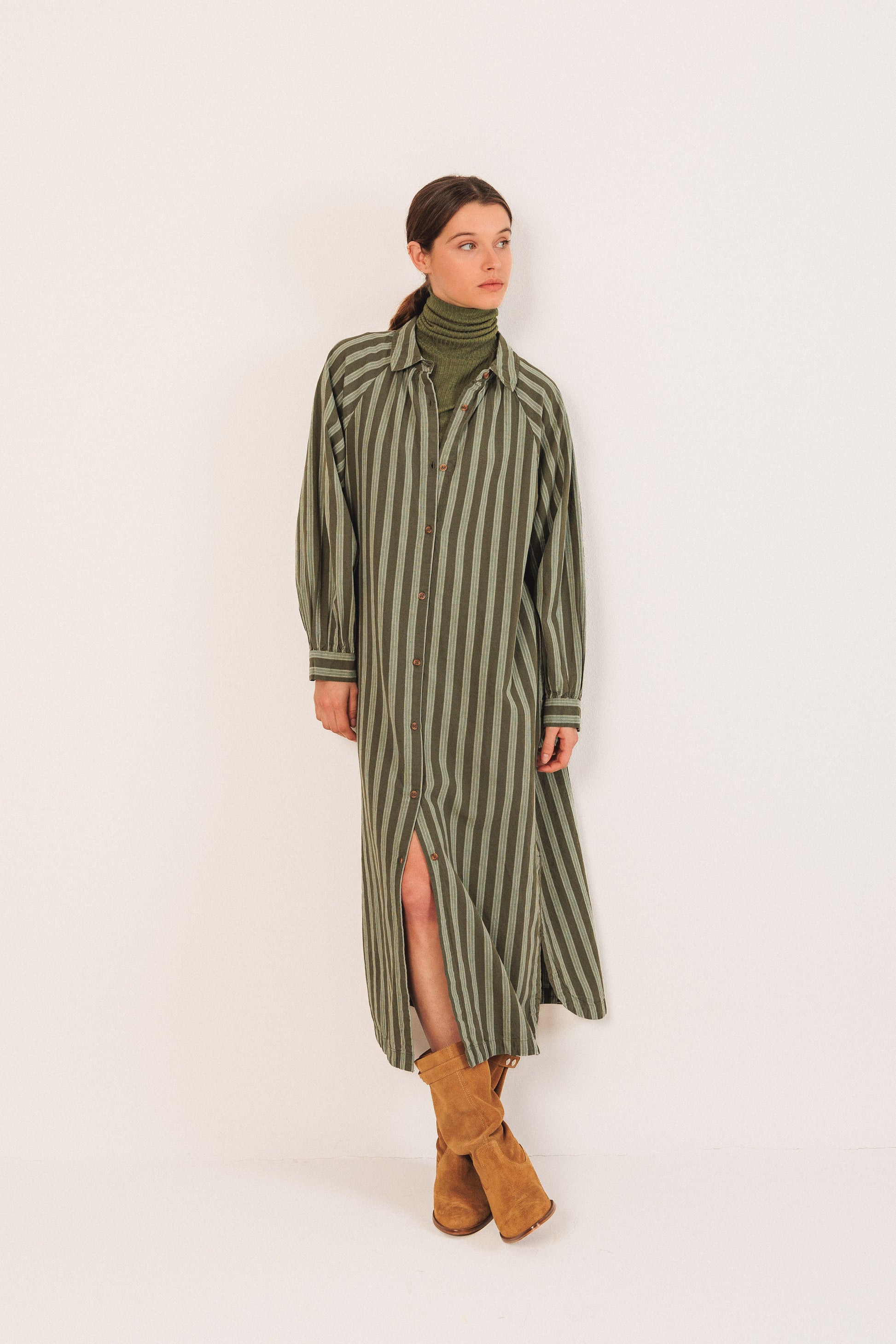 Oversized Striped Shirt Dress