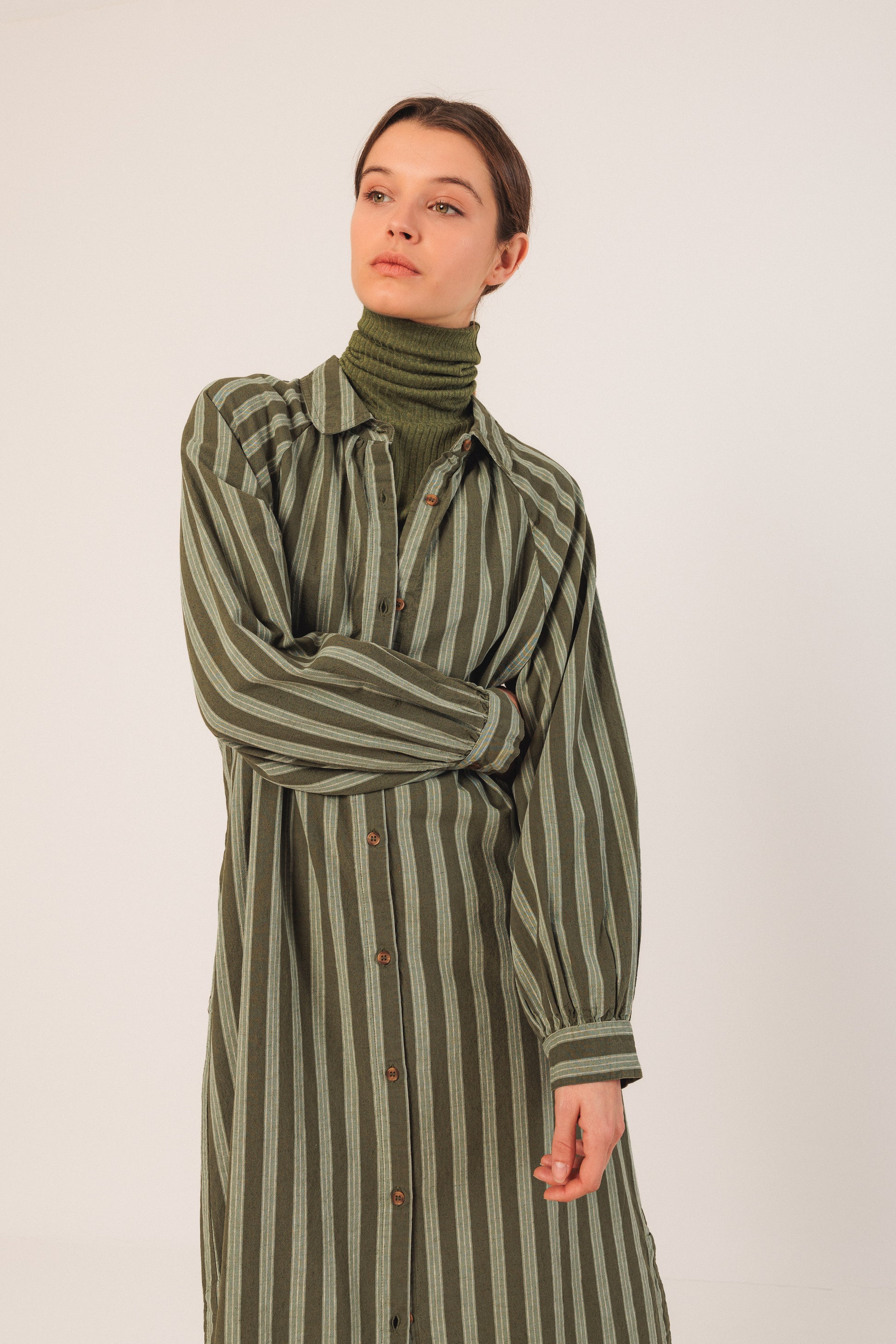 Oversized Striped Shirt Dress