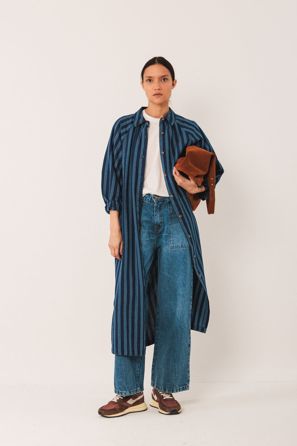 Oversized Striped Shirt Dress