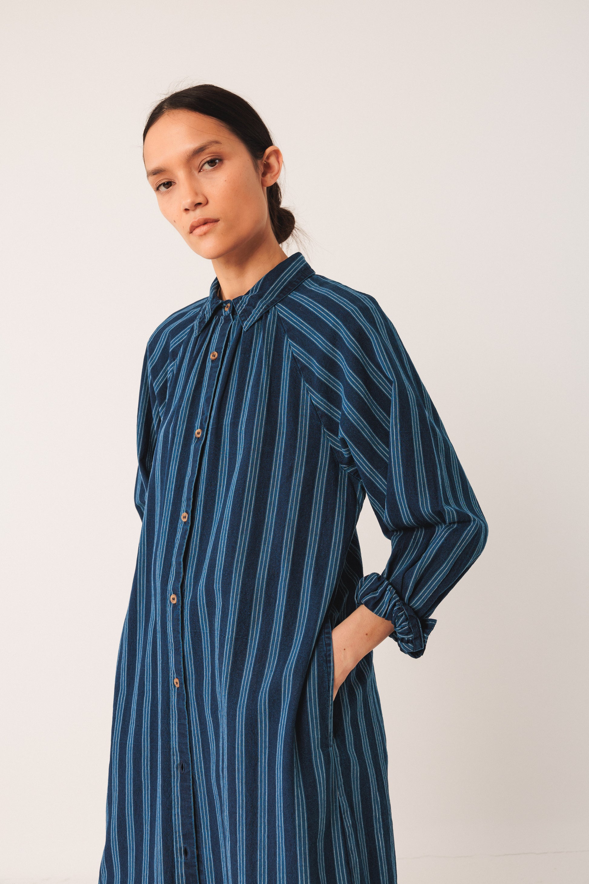 Oversized Striped Shirt Dress