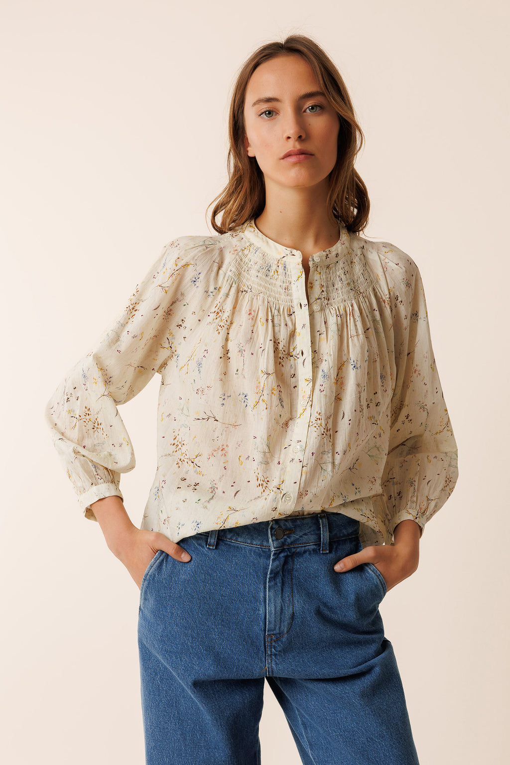 Raglan Sleeve Voile Shirt