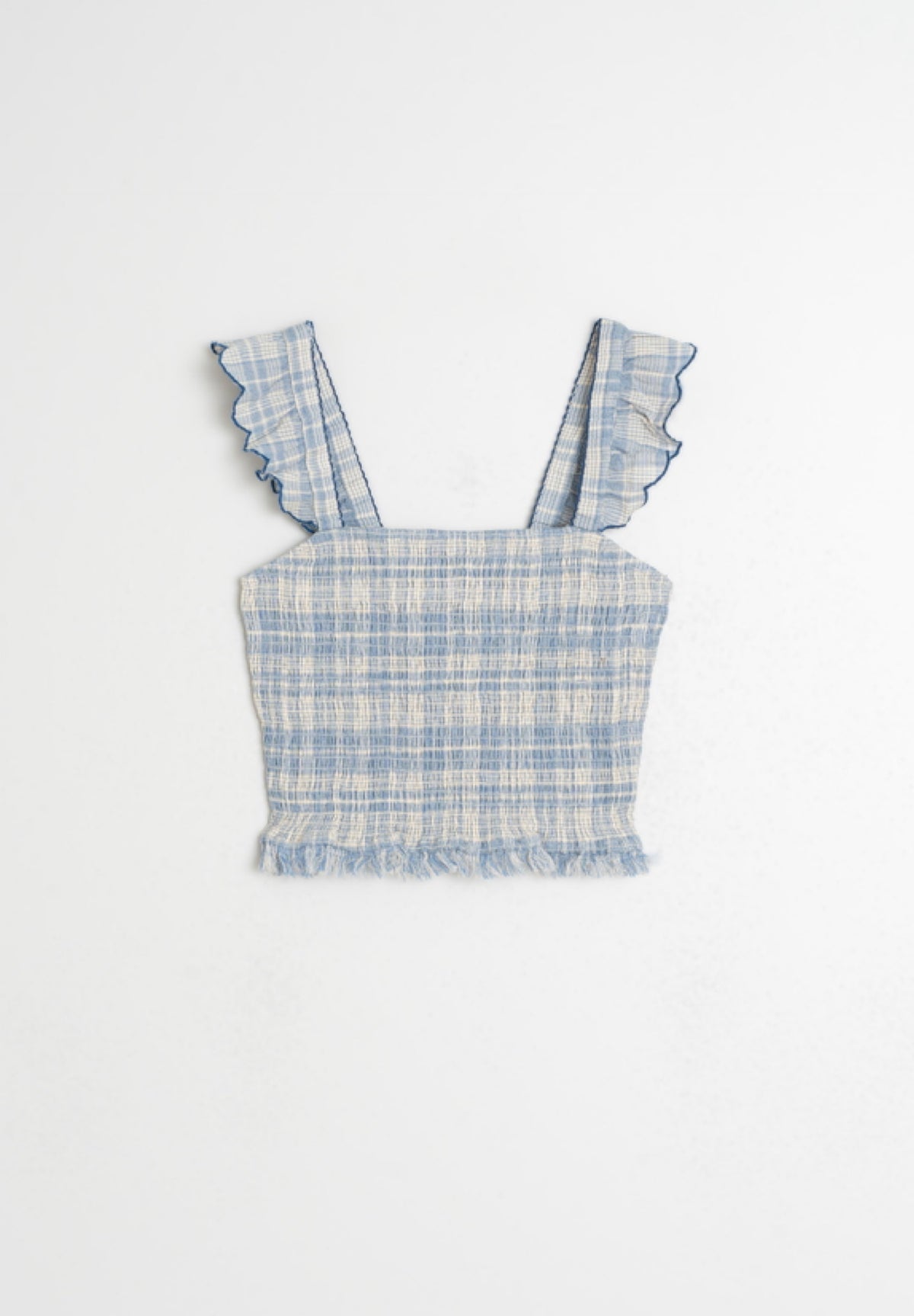 Cotton Check Cropped Top