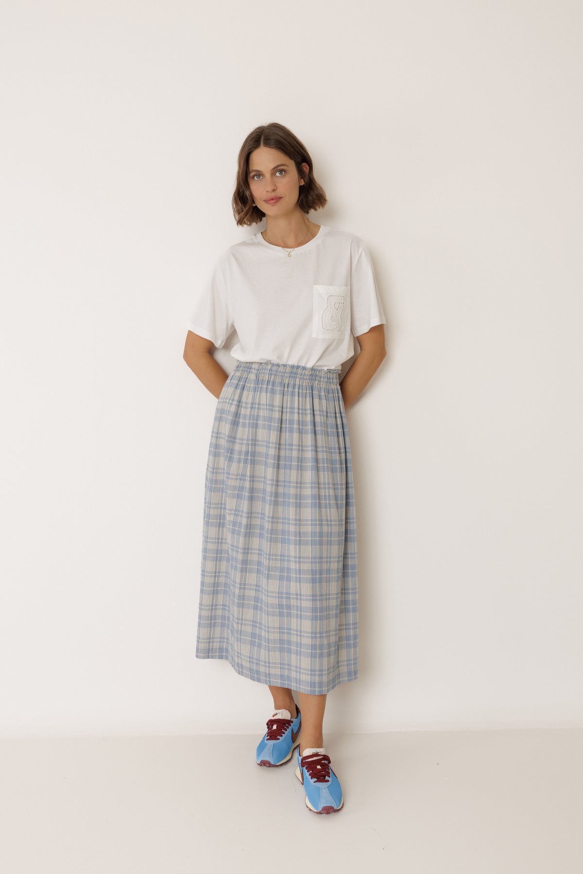 Cotton Checked Skirt