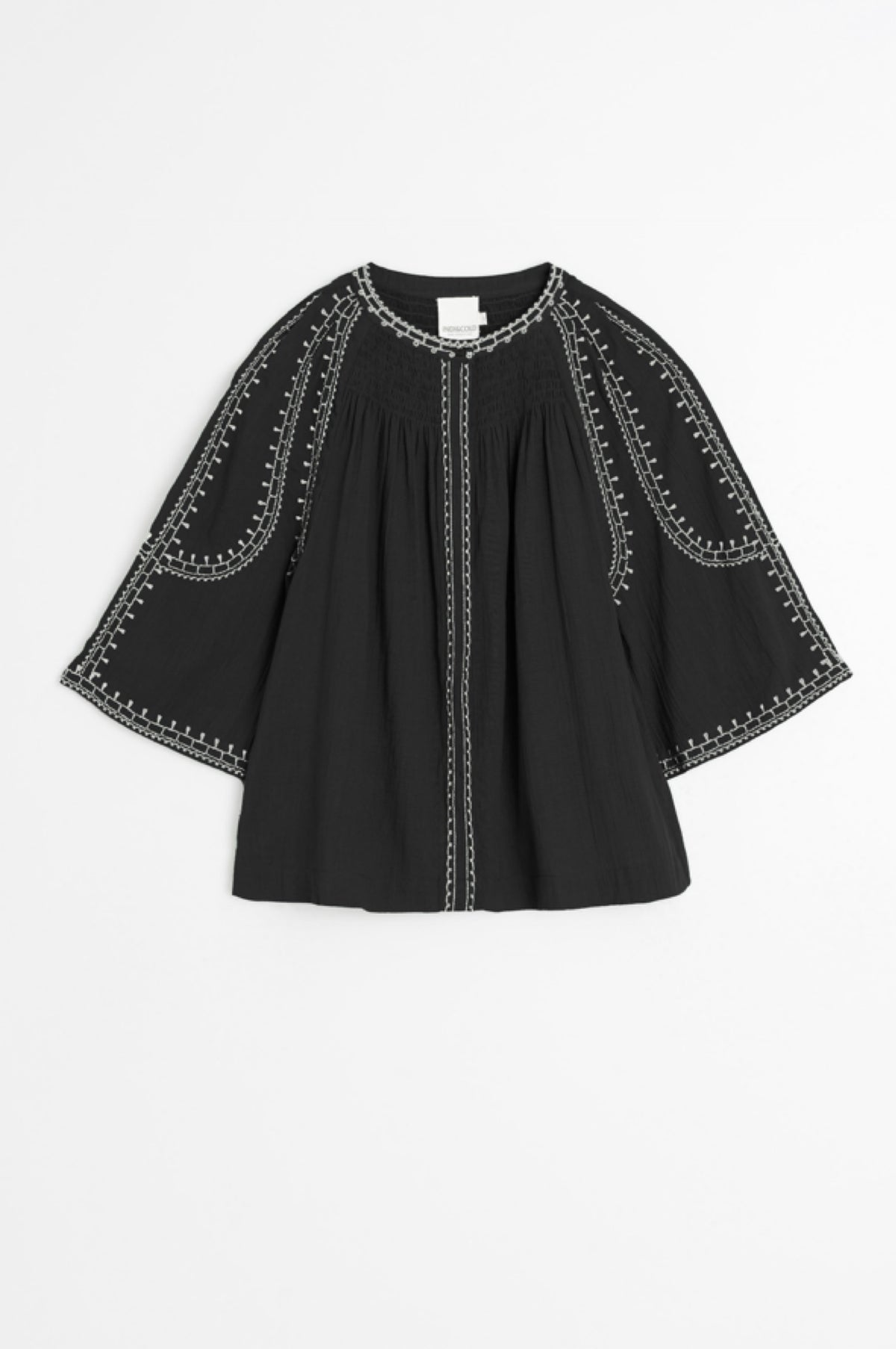 Embroidered Bell Sleeve Top