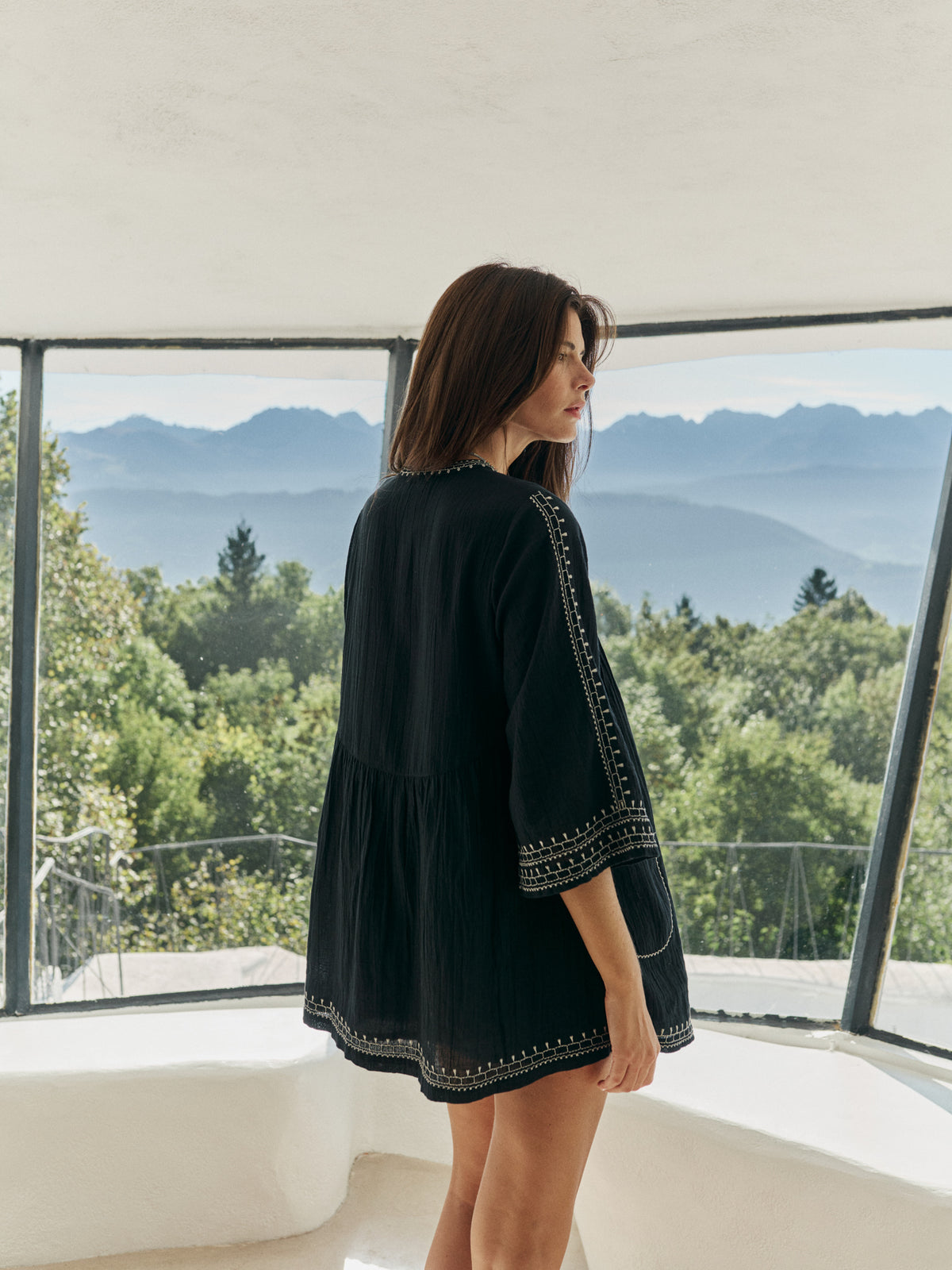 Embroidered Gauze Dress
