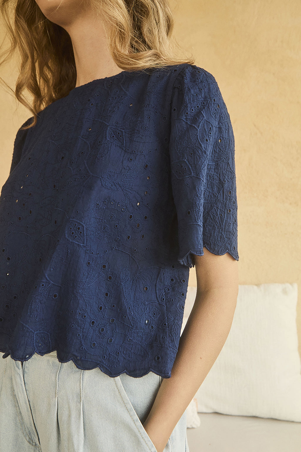 Indigo Scallop Detail Shirt