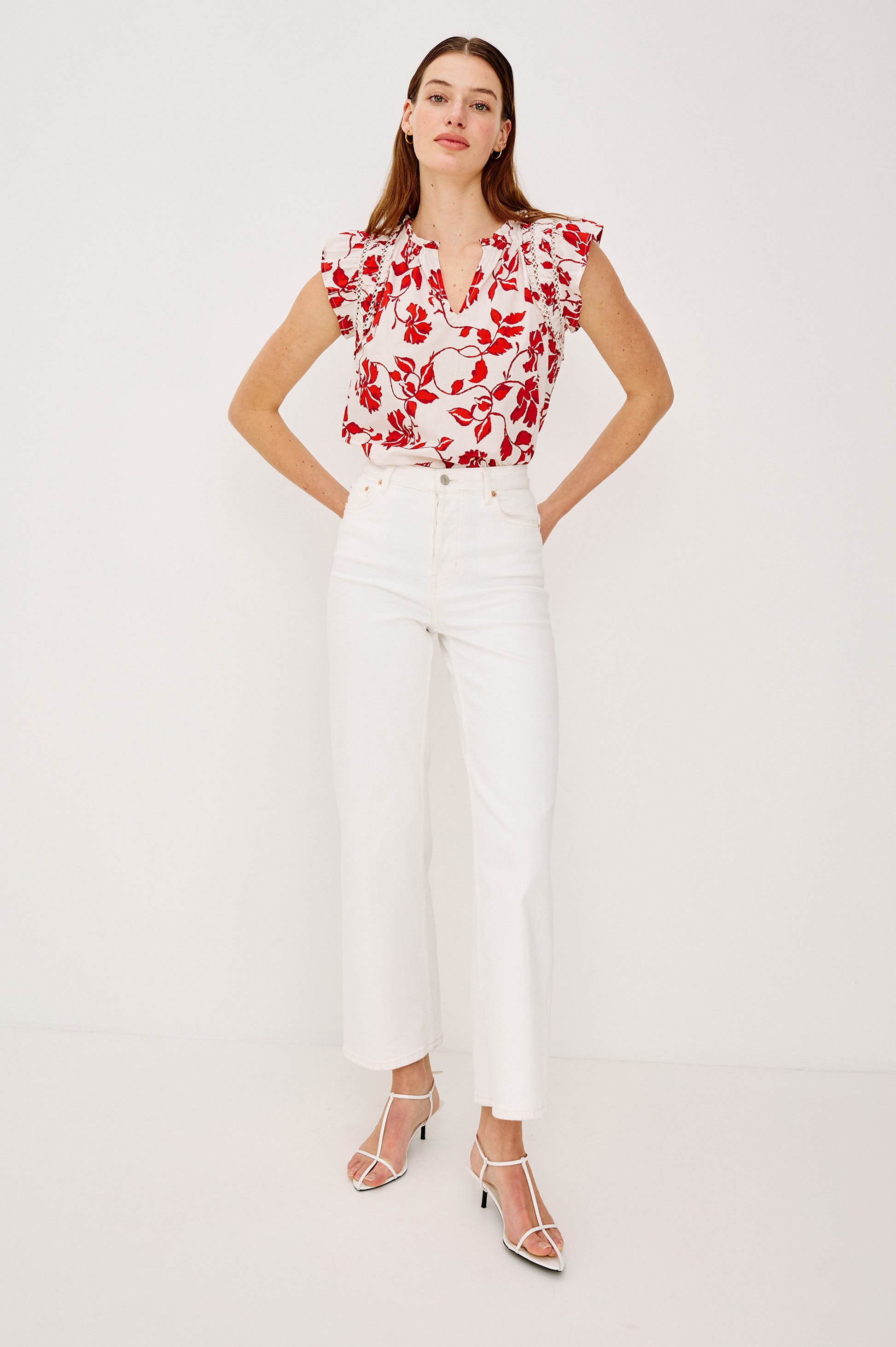 Allea Short Sleeve Top - Red Jasmine