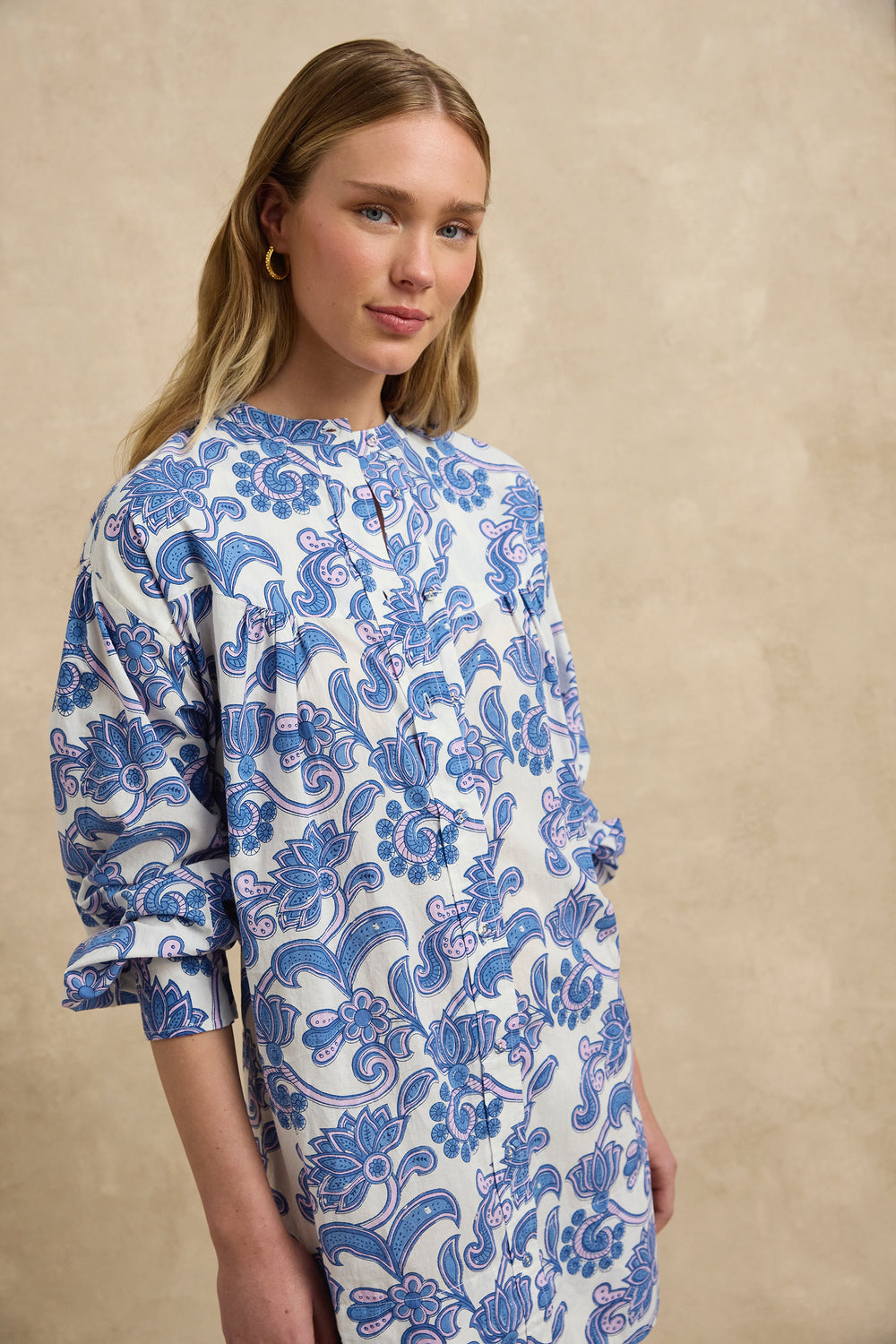 Apollo Dress Brocade Azul