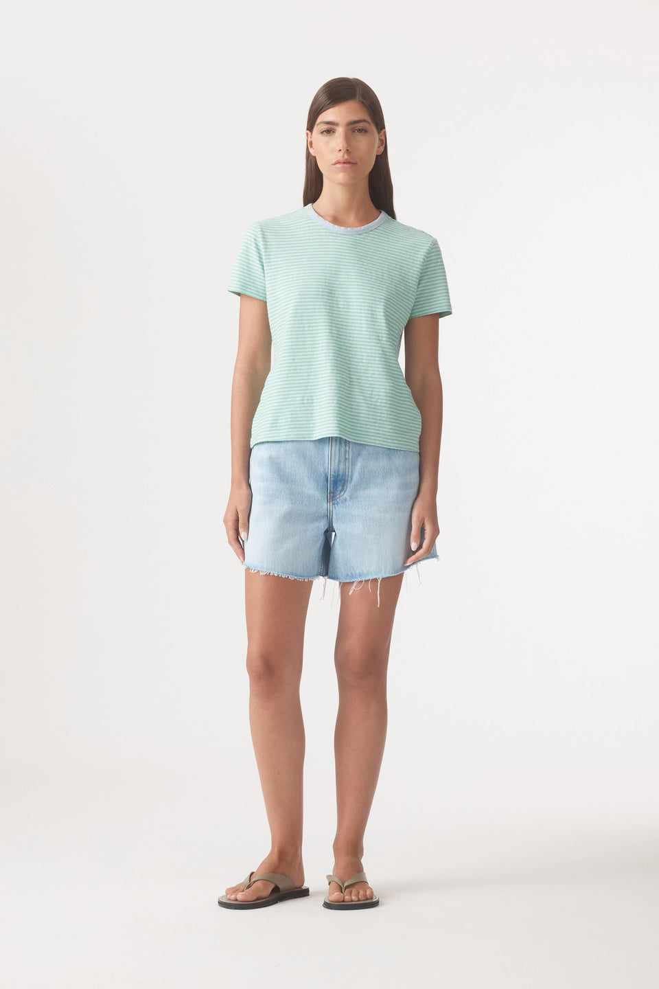 Ivy Tee  Green Blue Stripe