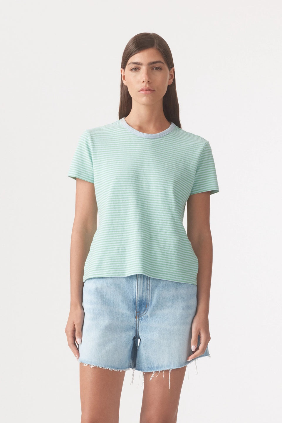 Ivy Tee  Green Blue Stripe