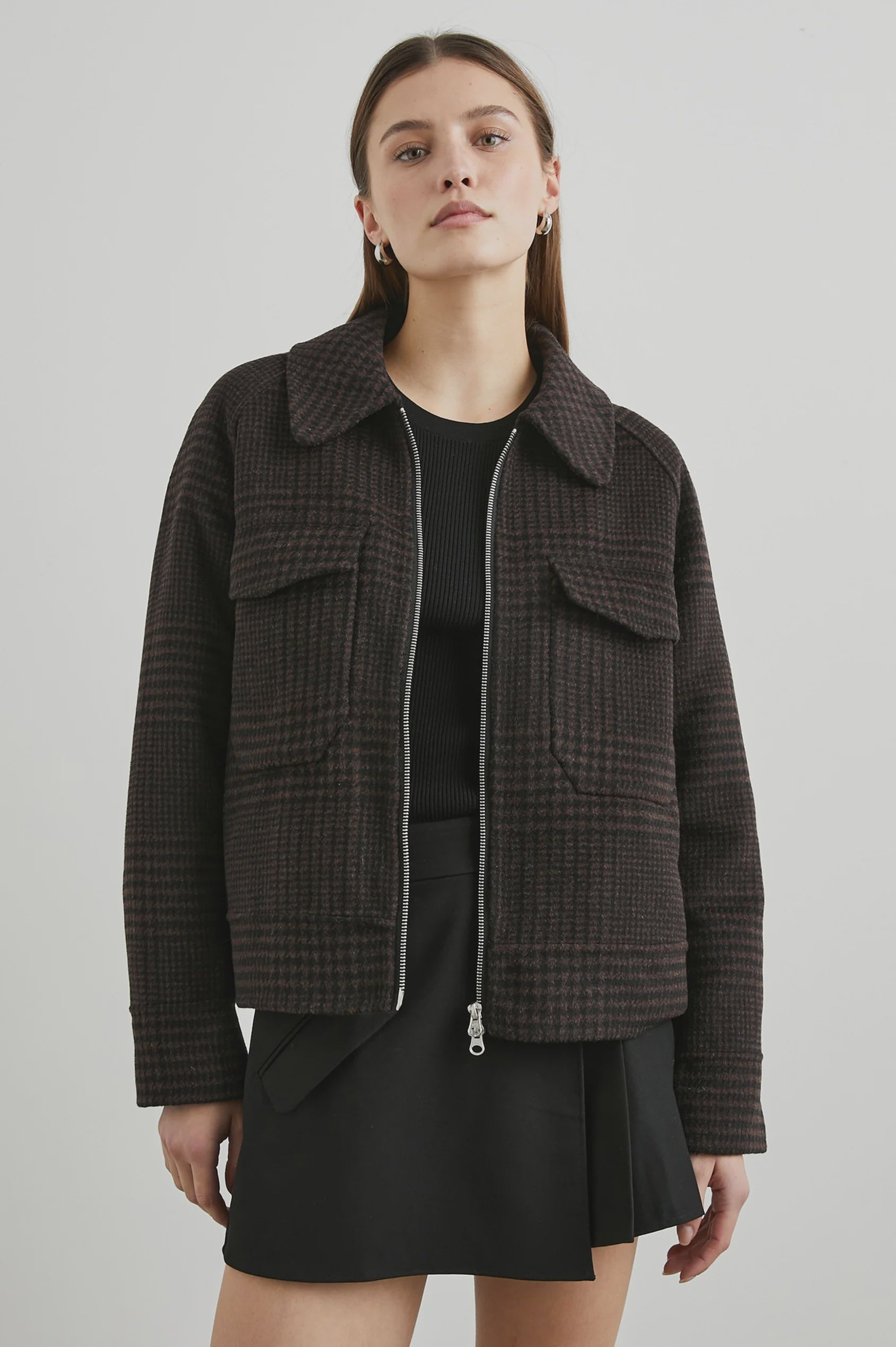 Cheyenne Zip Up Jacket Houndstooth