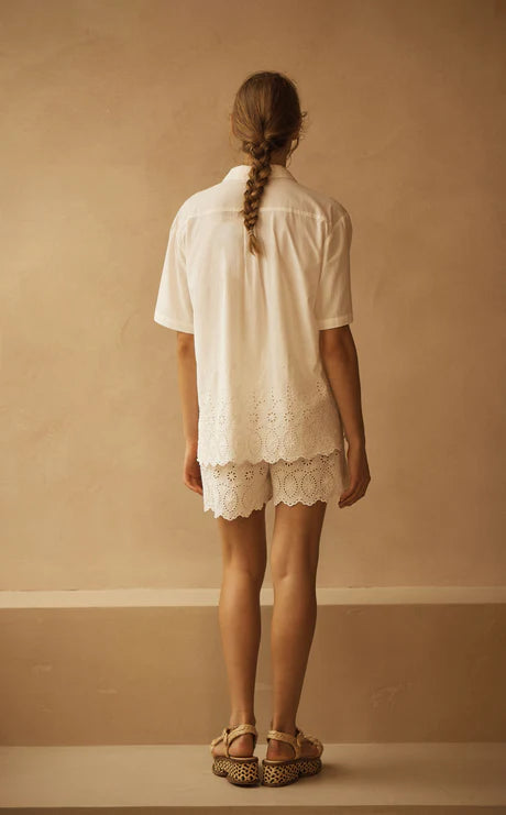 Lace Cut Out Short Sleeve Shirt