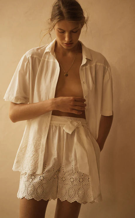 Lace Cut Out Short Sleeve Shirt