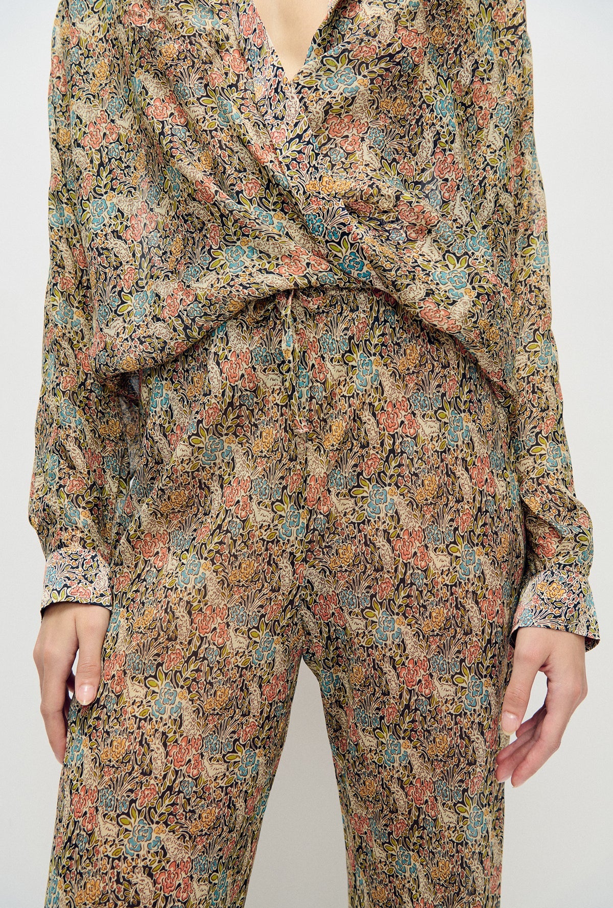 Chiffon Bias Cut Pants - Sugar Floral