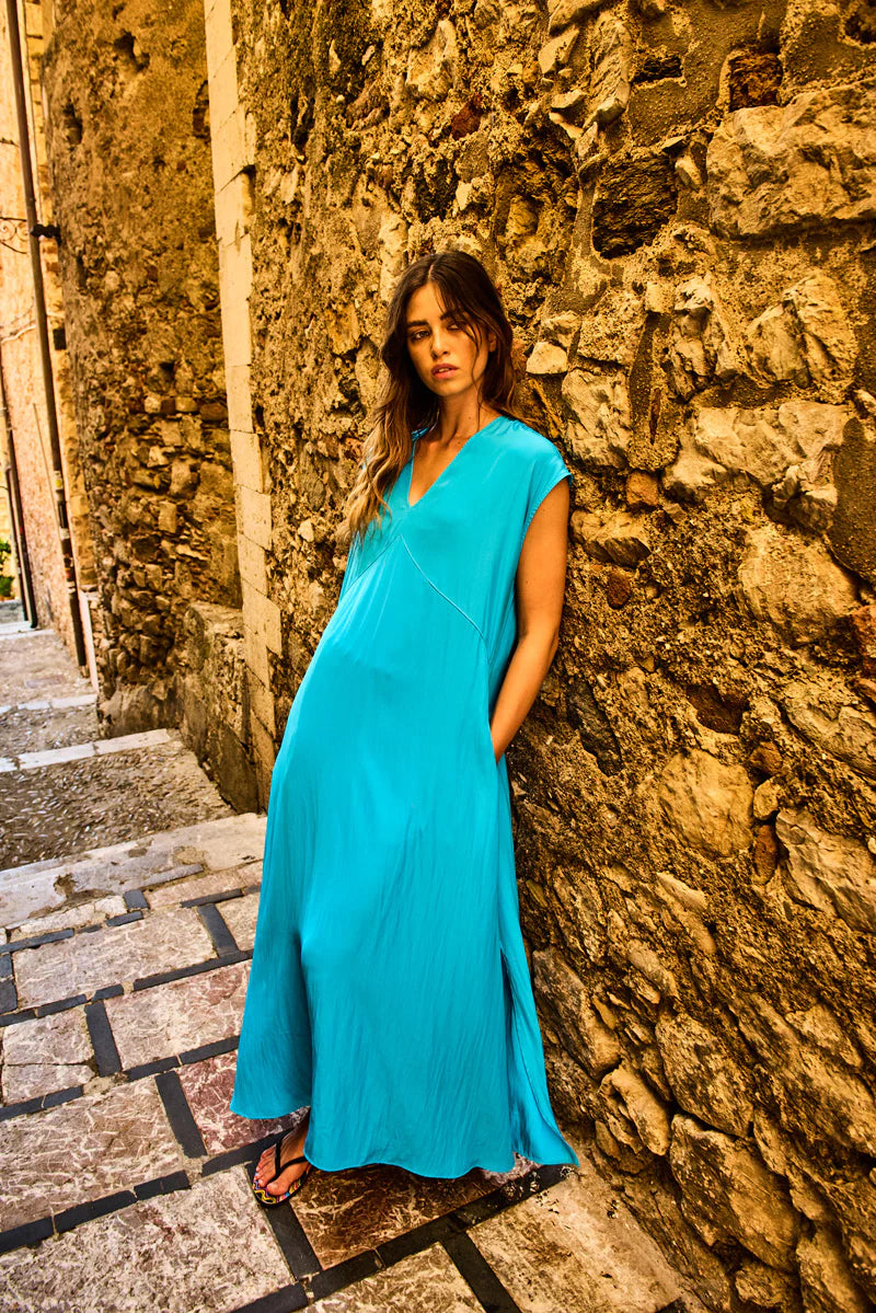 Maxi Slice Dress - Carulean